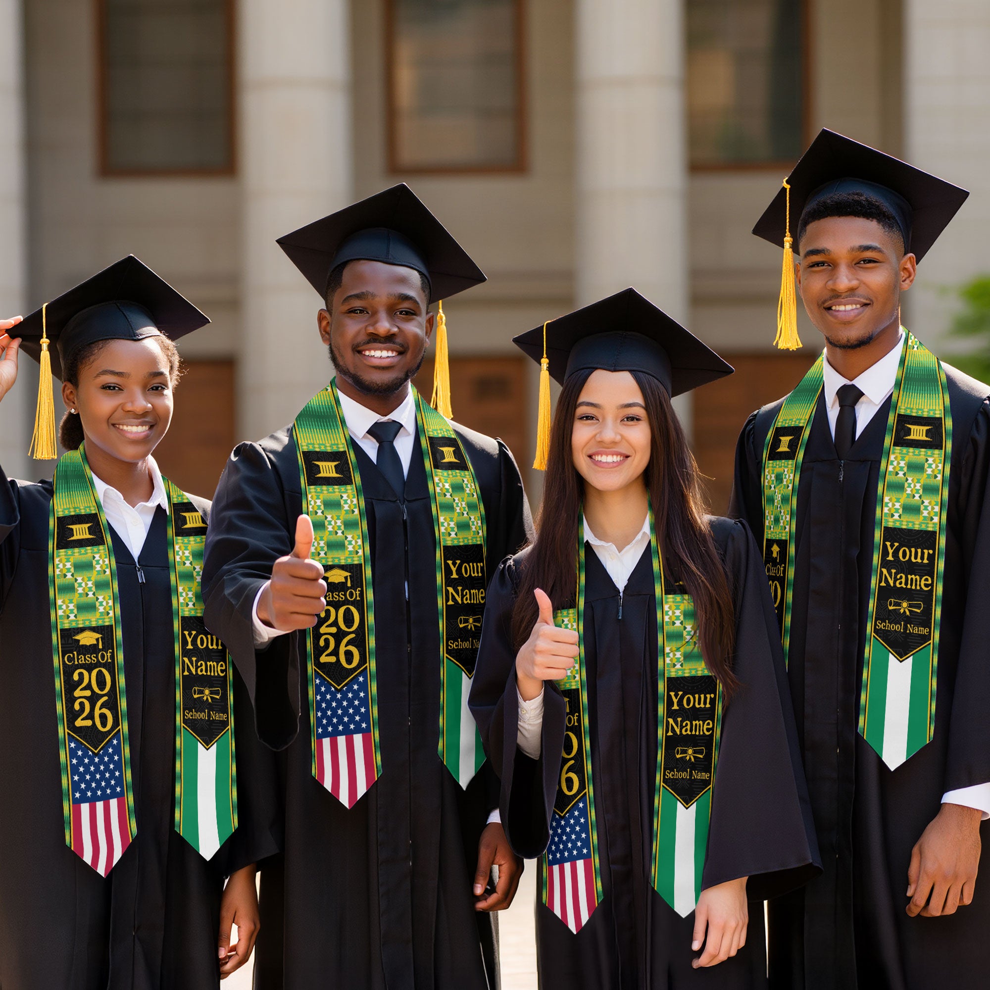 Customized Nigerian Graduation Stole with National Flag Inspired Style, Graduation Sash 2026