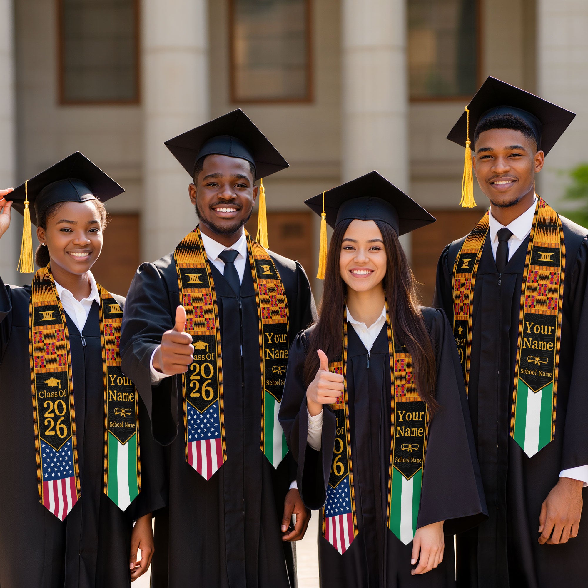 Customized Graduation Stole Nigeria Showcasing Cultural Flag Pride, Graduation Sash Class of 2026