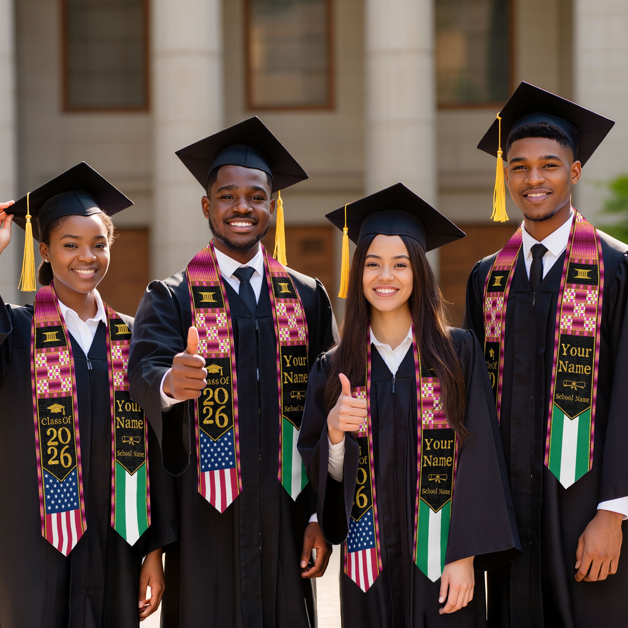 Customized Nigeria Graduation Sash Highlighting Traditional Flag Accents, Ceremony Stole 2026
