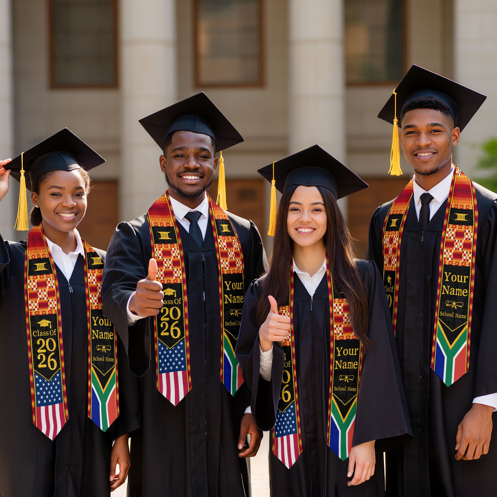 Customized South African Graduation Stole Inspired by National Flag Colors, Graduation Sash 2026