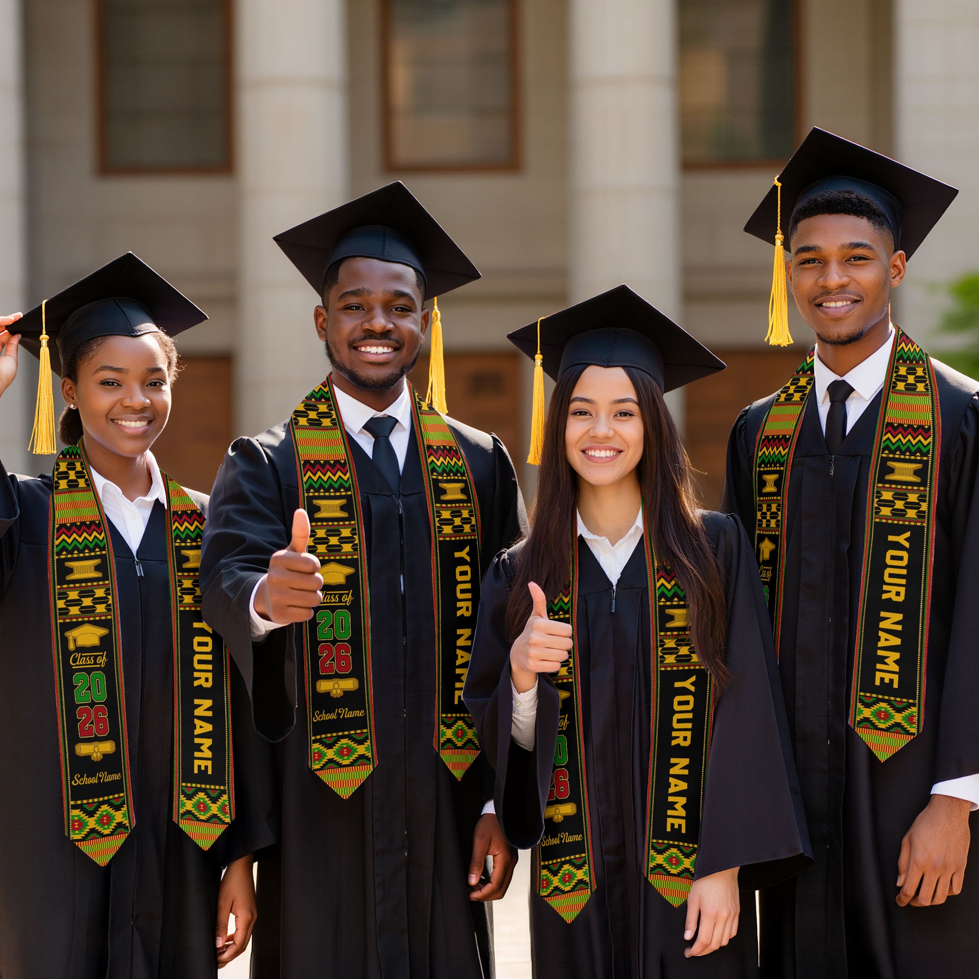 Africa Graduation Stole 2026, African Flag Sash, Tailored Detail for Class of 2026 Grads