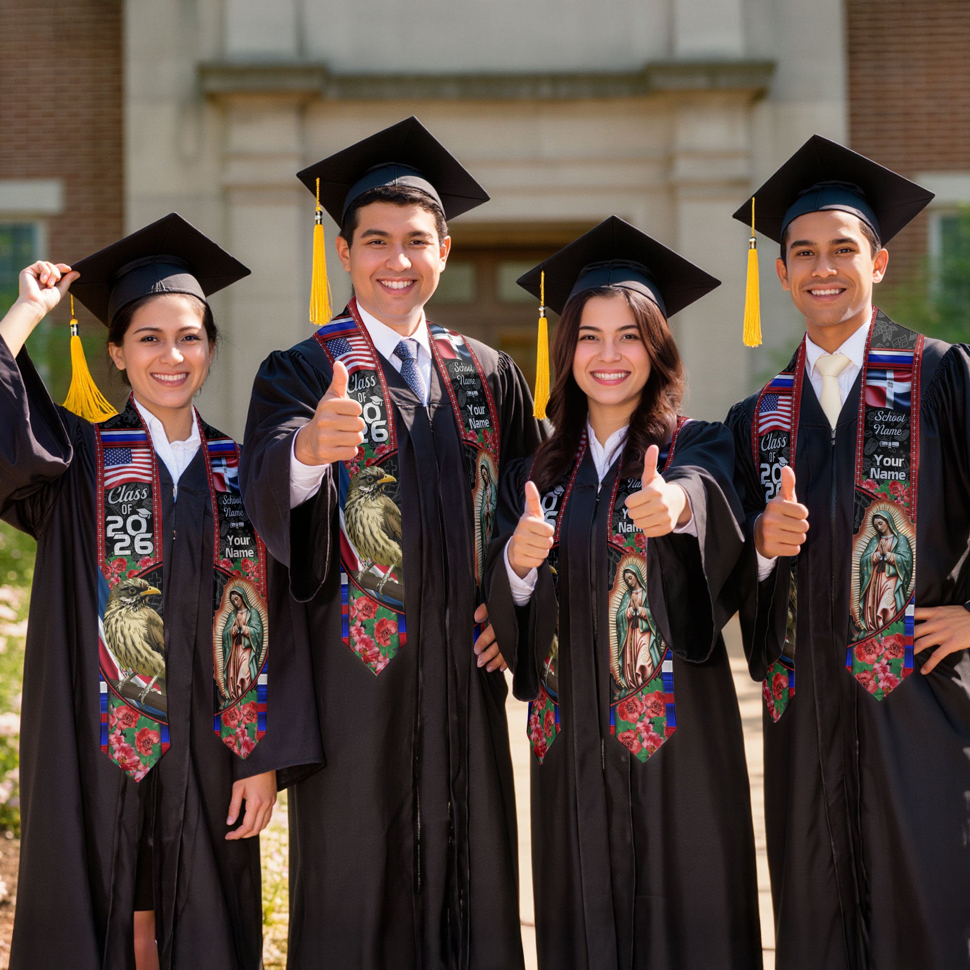 Customized Graduation Stole Dominican Republic, Flag Inspired Sash for Class of 2026