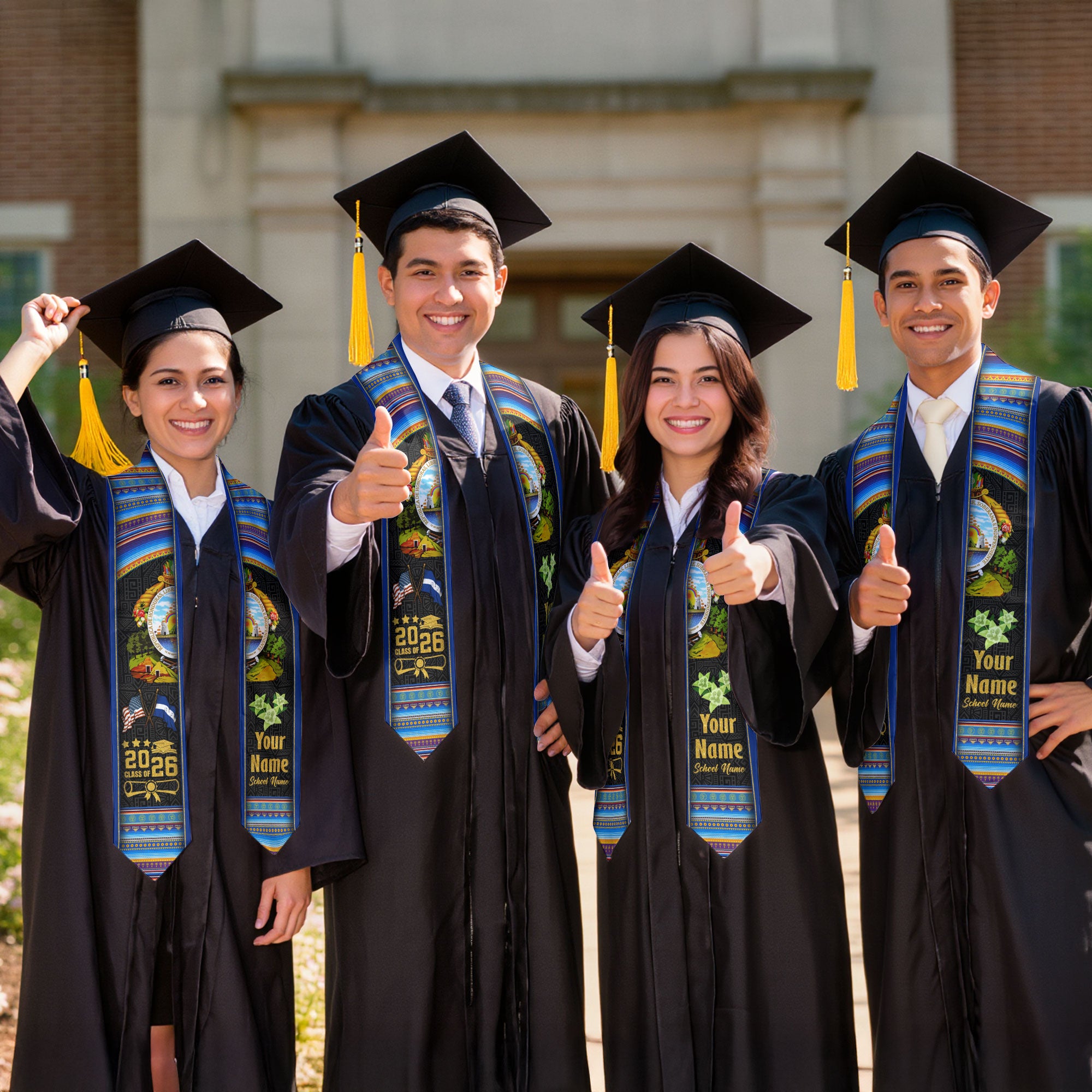 Honduras Graduation Stole 2026, Honduran Flag Sash, Tailored Detail for Class of 2026