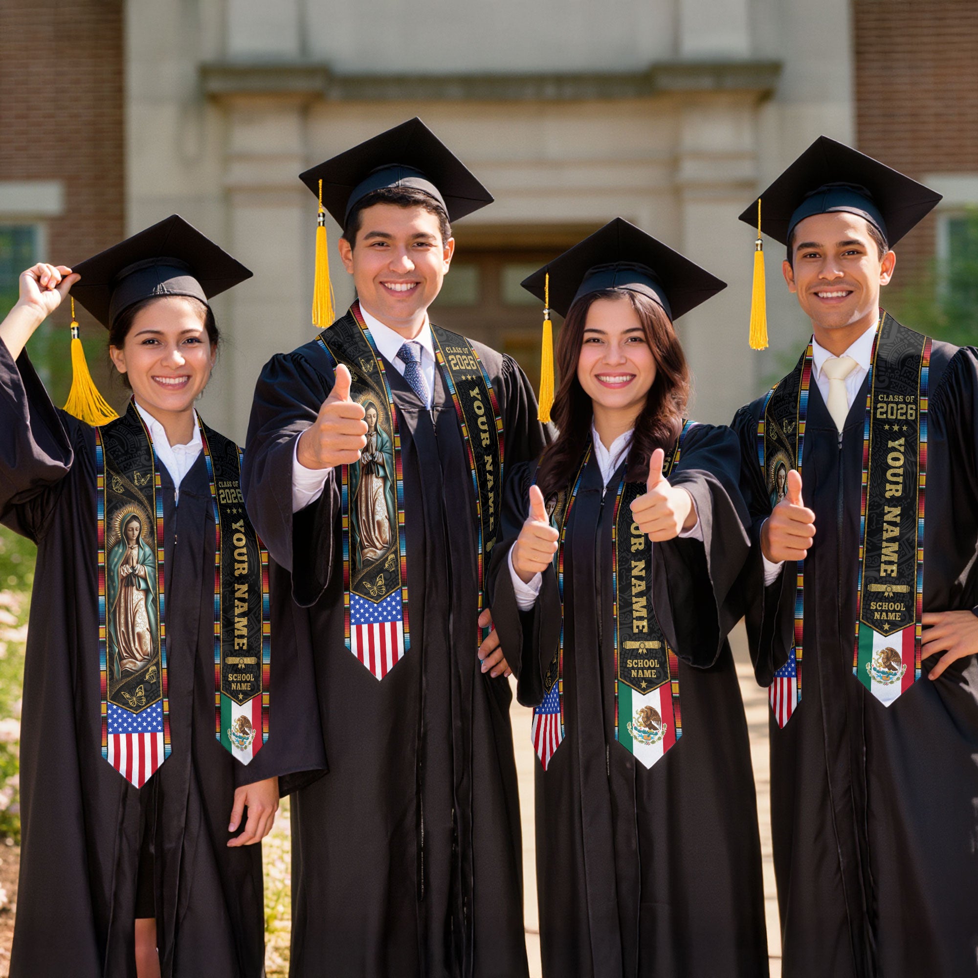 Mexican American Flag Stole 2026, Mexican Graduation Sash, Mexico Graduation Stole Gift
