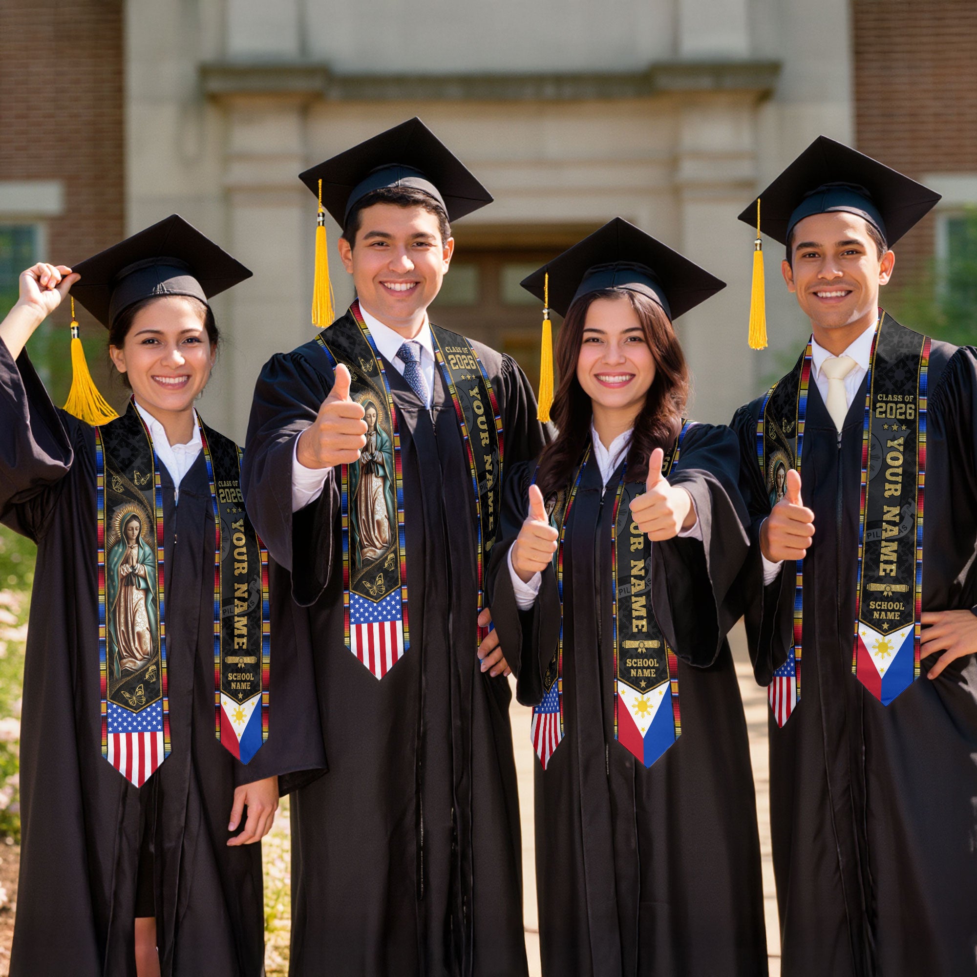 Filipino Flag Graduation Sash 2026, Philippines Graduation Stole, Bespoke Touch for Grads