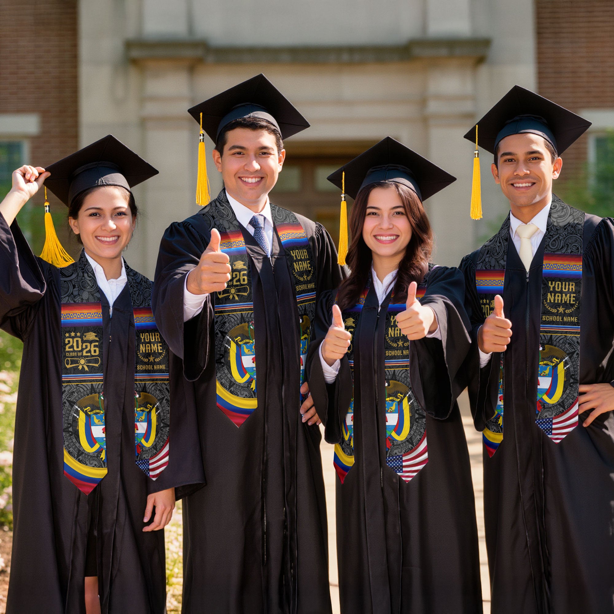 Colombia Flag Graduation Sash 2026, Colombian Stole for Graduates, Personalized 2026