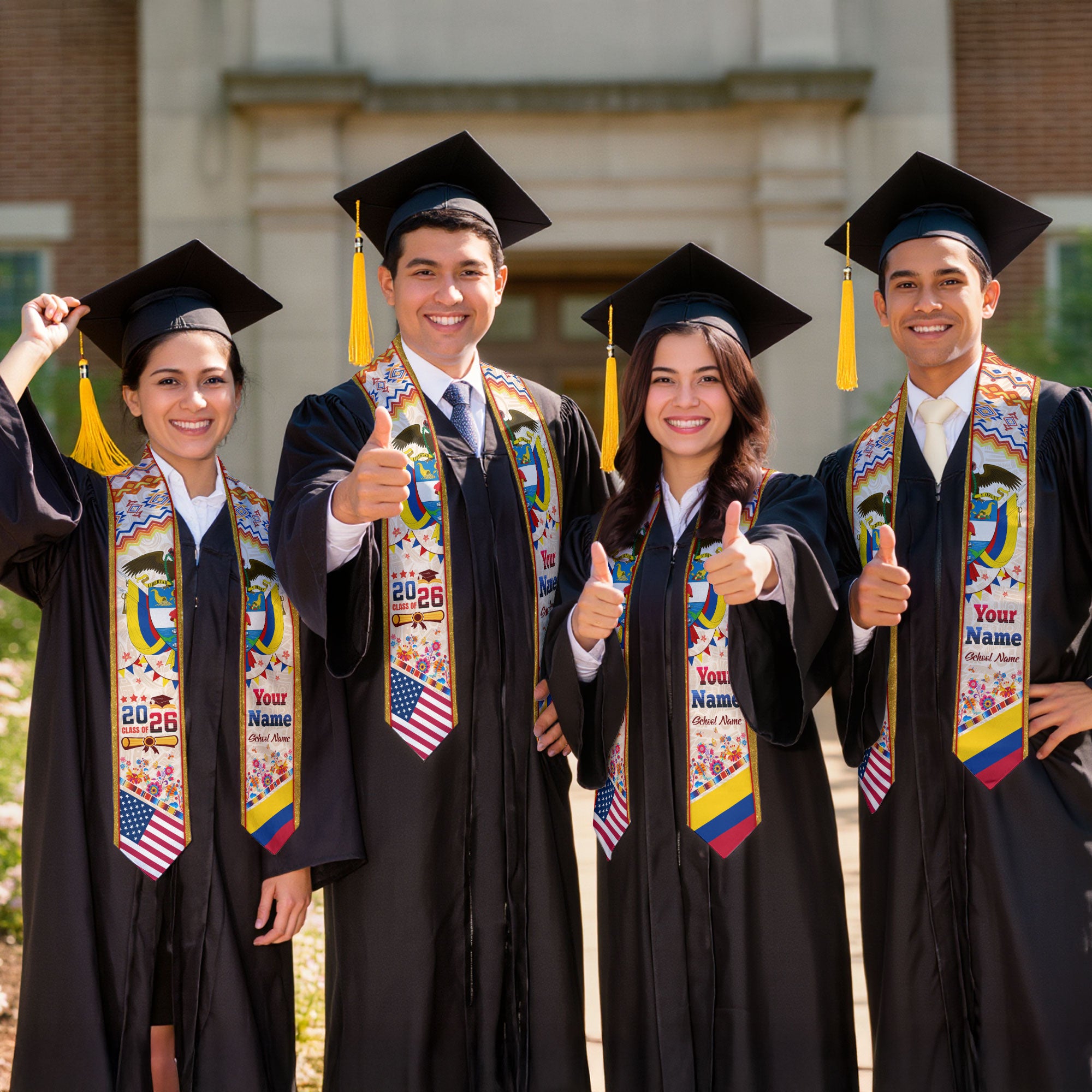 Colombia Graduation Stole 2026, Colombian Flag Sash, Custom Touch Option for Class of 2026