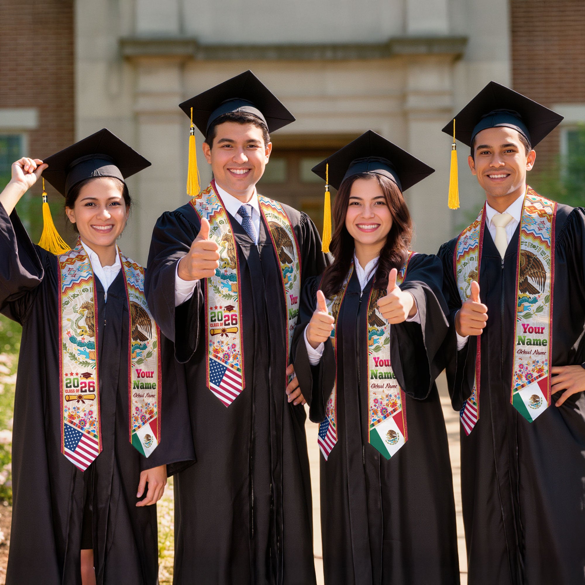 Mexico Graduation Stole 2026, Mexican Flag Sash, Custom Touch Option for Class of 2026