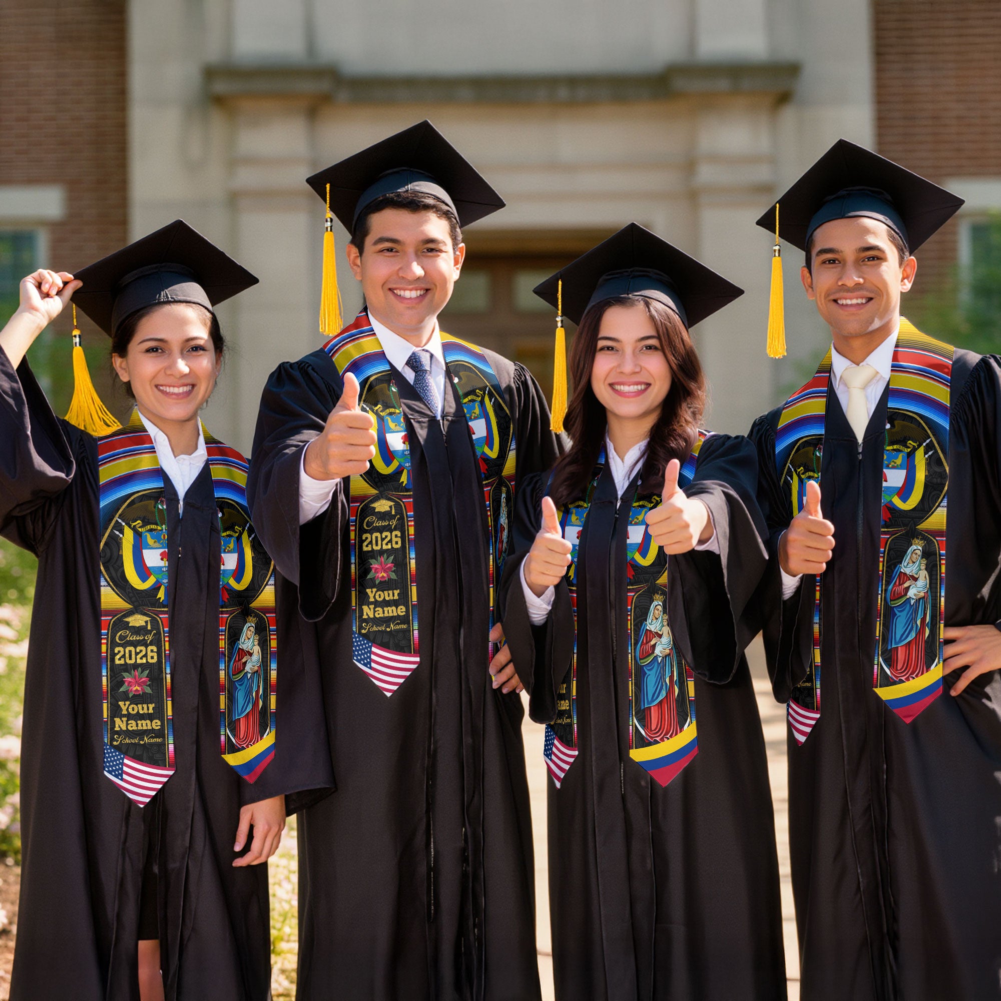 Colombian Graduation Stole 2026, Colombia Flag Sash, Custom Detail Choice for Class of 2026