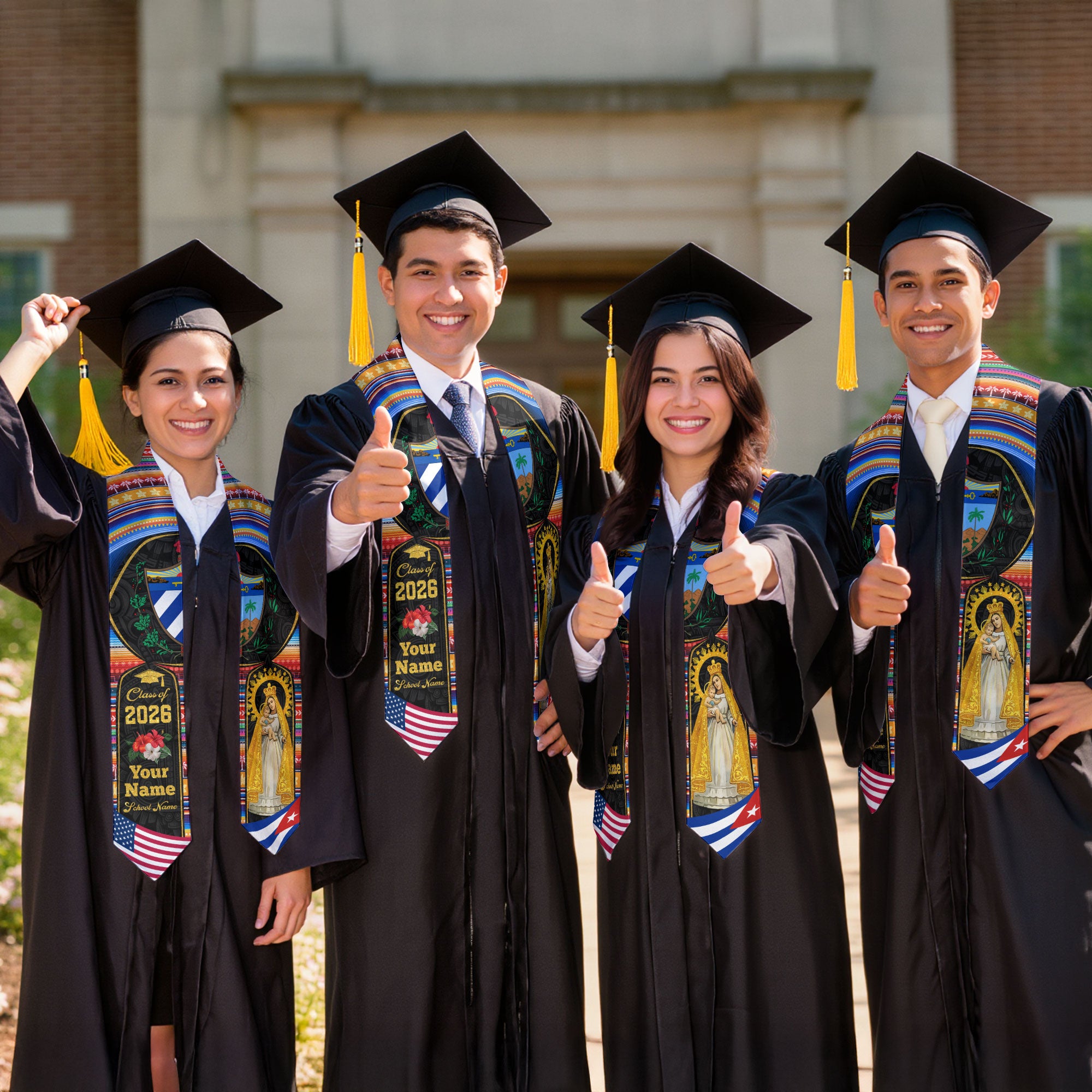 Cuba Graduation Stole 2026, Cuban Flag Sash, Custom-Ready Style for Class of 2026