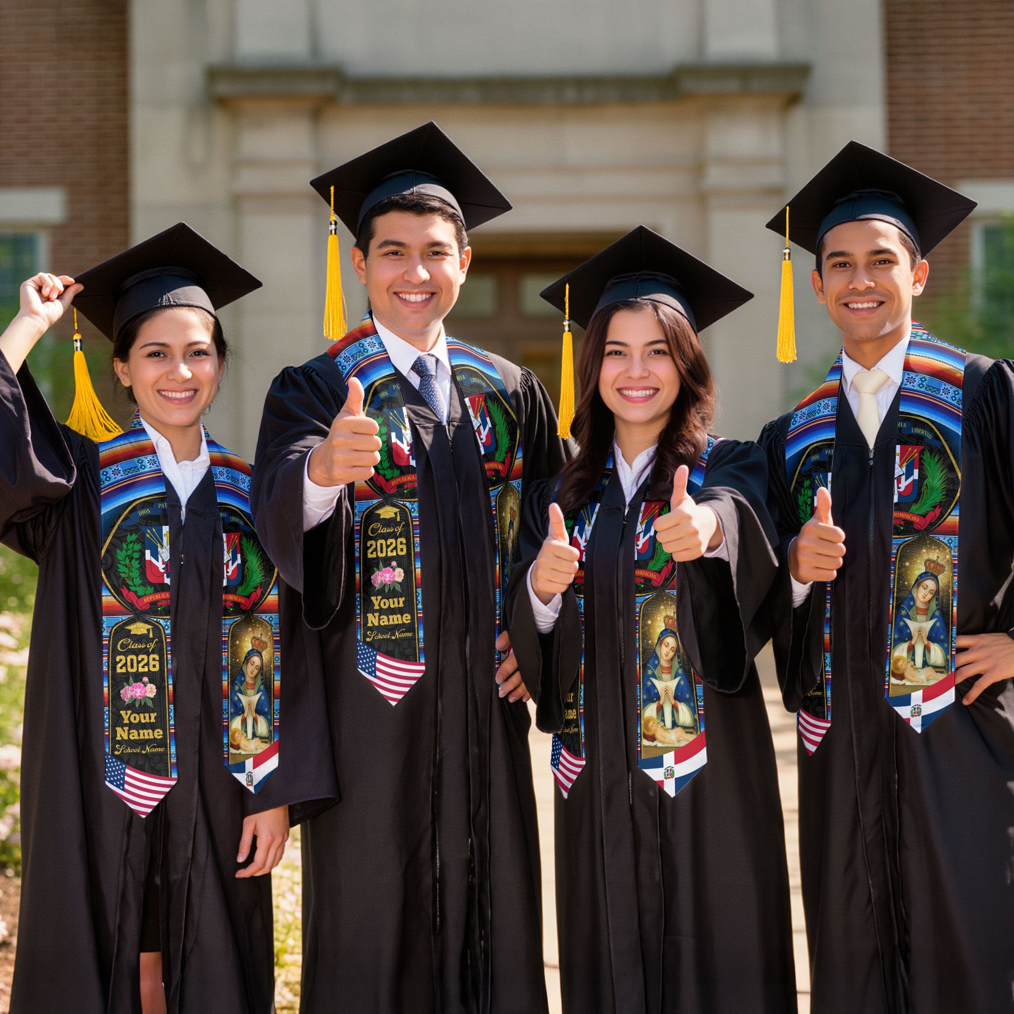 Dominican Graduation Stole 2026, Dominican Flag Sash, Custom-Ready Style for 2026