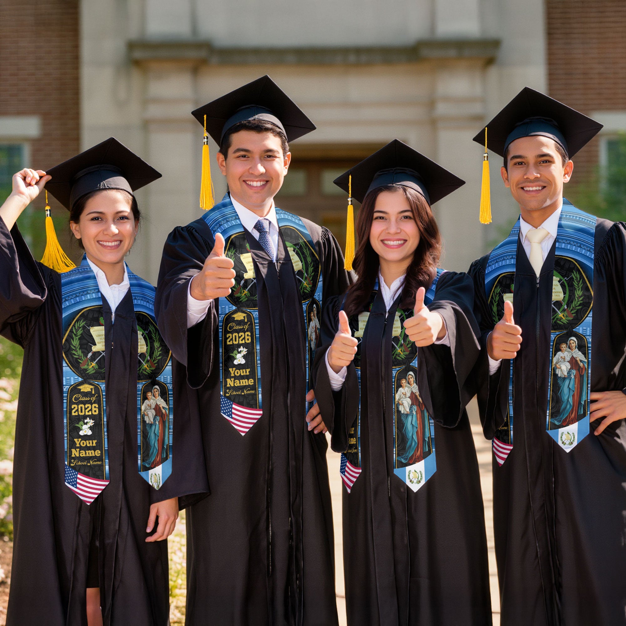 Guatemalan Graduation Stole 2026, Guatemala Flag Sash, Signature Finish for Class of 2026