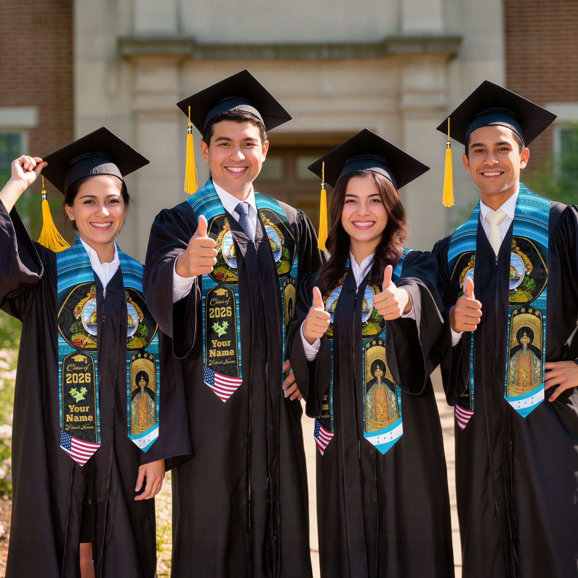 Honduras Graduation Stole 2026, Honduran Flag Sash, Custom-Ready Style for 2026