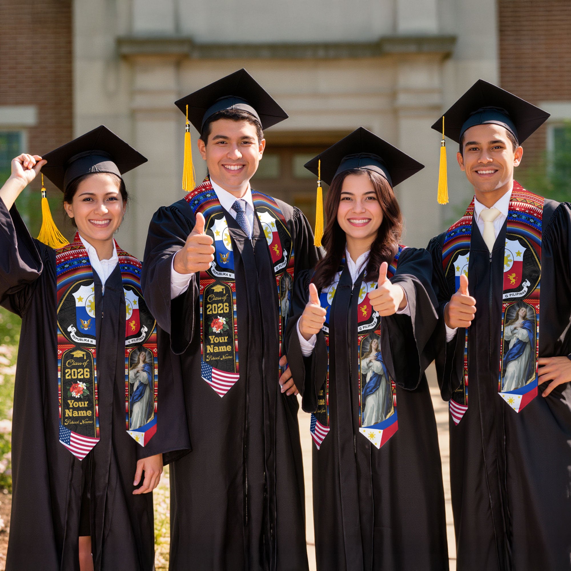 Filipino Flag Graduation Sash 2026, Philippines Graduation Stole, Bespoke Touch for Grads