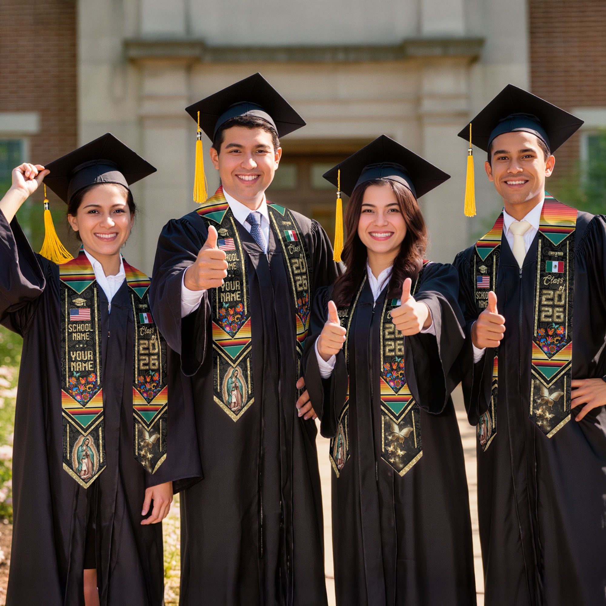 Mexican Graduation Sash 2026, Mexican American Flag Sash, Mexico Graduation Stole