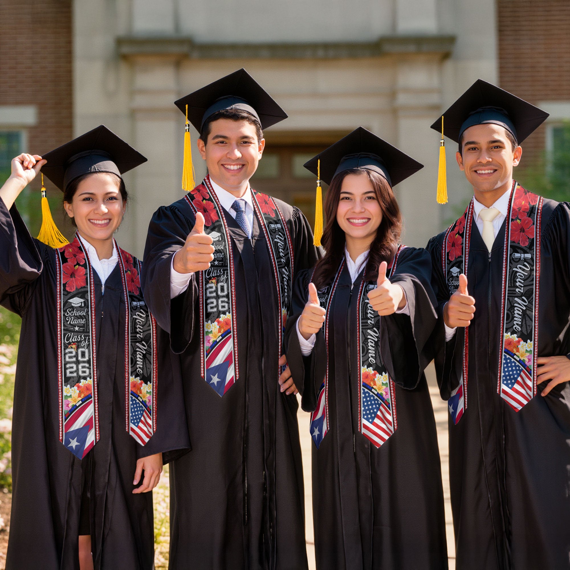 Class of 2026 Puerto Rico Graduation Sash, Puerto Rican Flag Stole, Custom-Ready Style