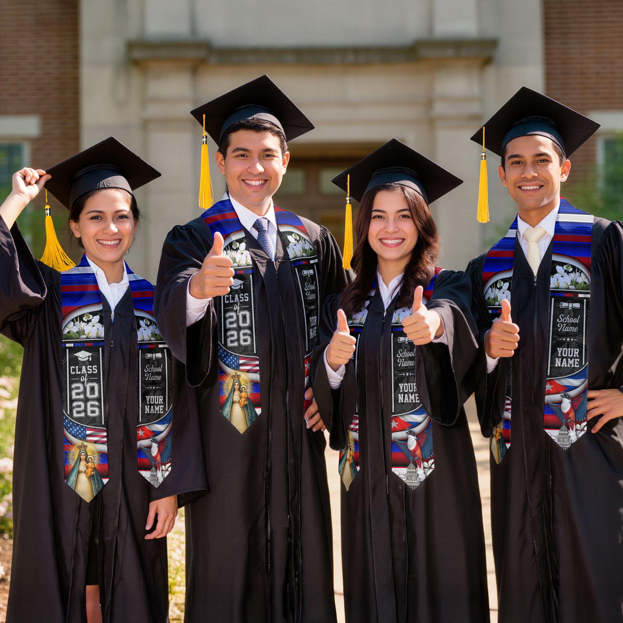 Cuban Flag Graduation Sash 2026, Cuba Graduation Stole, Tailored Finish for Grads