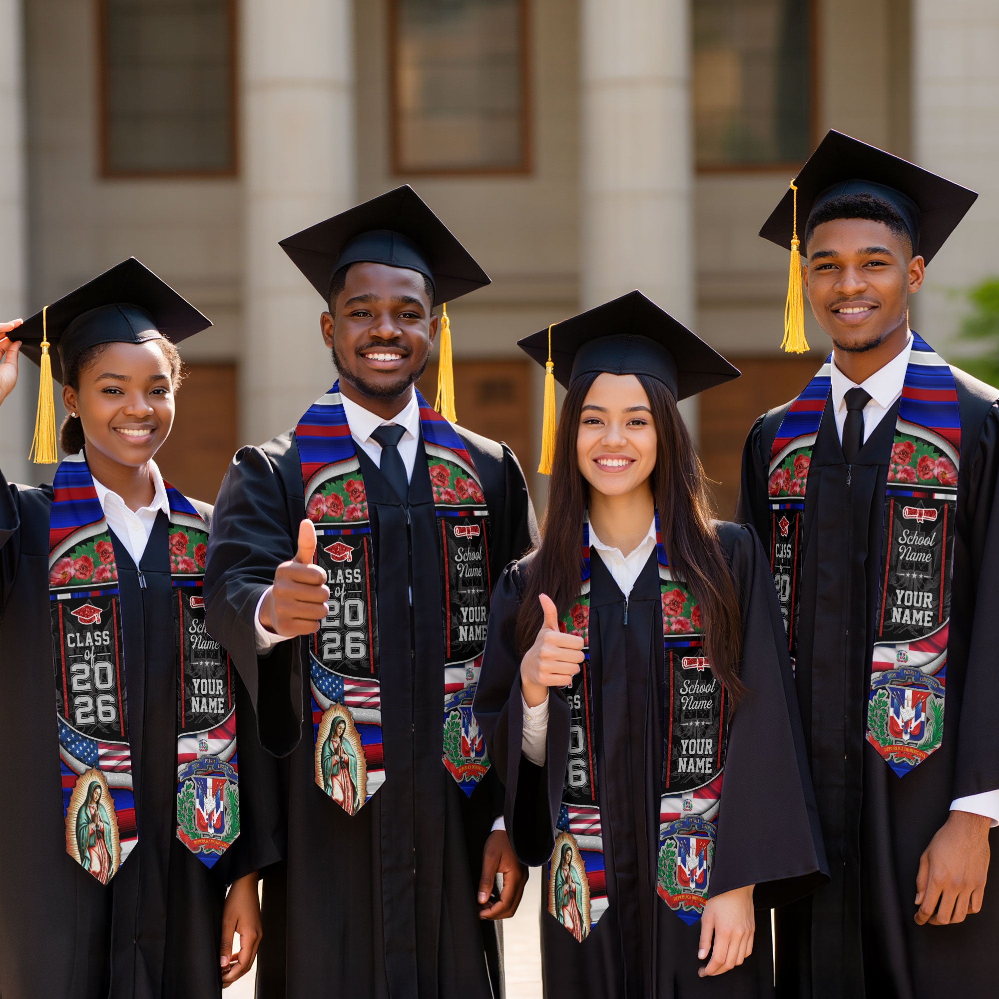 Dominican Graduation Stole 2026, Dominican Flag Sash, Personalized Touch for Graduates