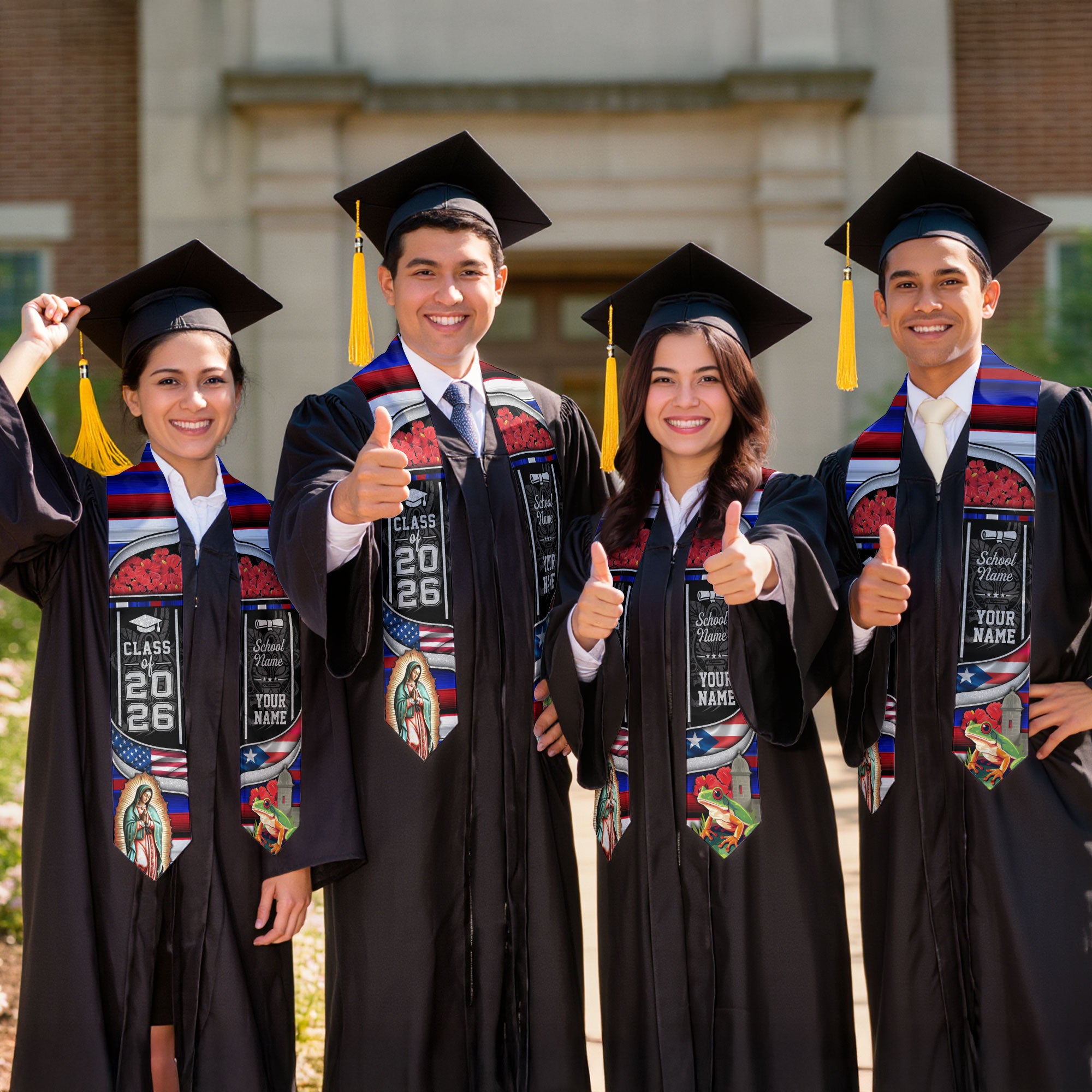 Puerto Rican Graduation Stole 2026, Puerto Rico Flag Sash, Personalized Touch for 2026