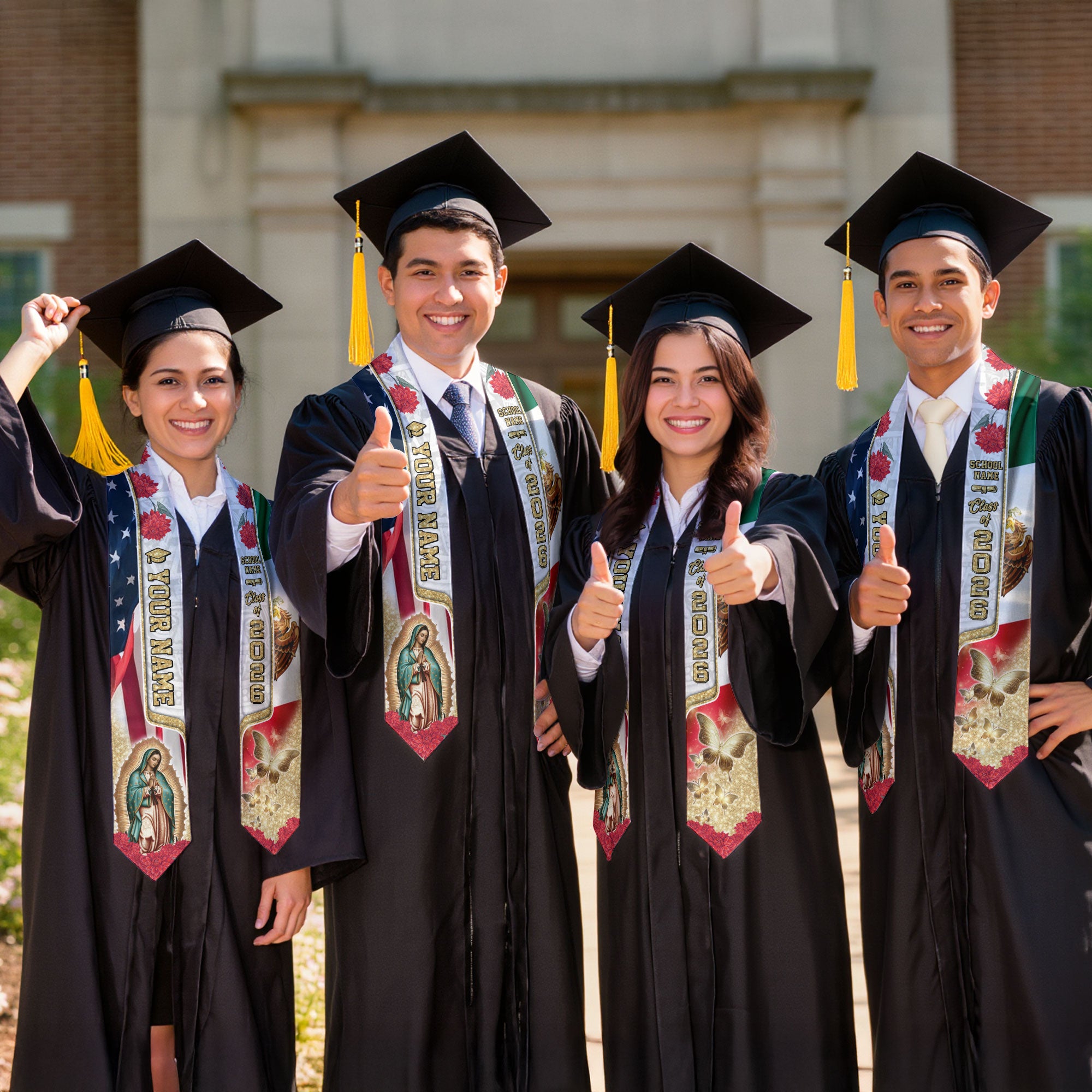 Mexican Grad Sash 2026, Mexican American Flag Sash, Mexican Stole, Mexico Graduation Stole