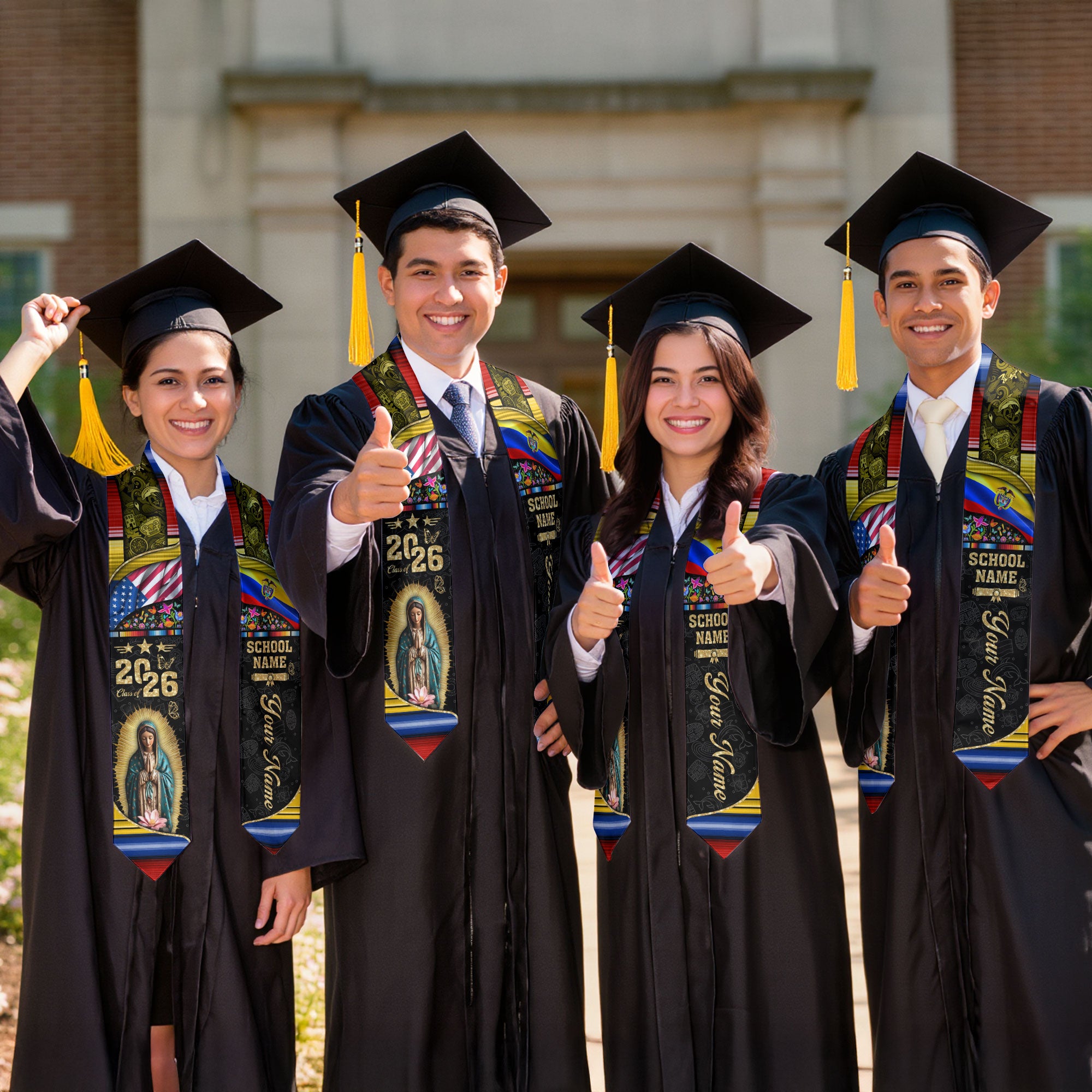 Customized Colombia Graduation Stole Featuring Cultural Flag Elements, Graduation Sash 2026