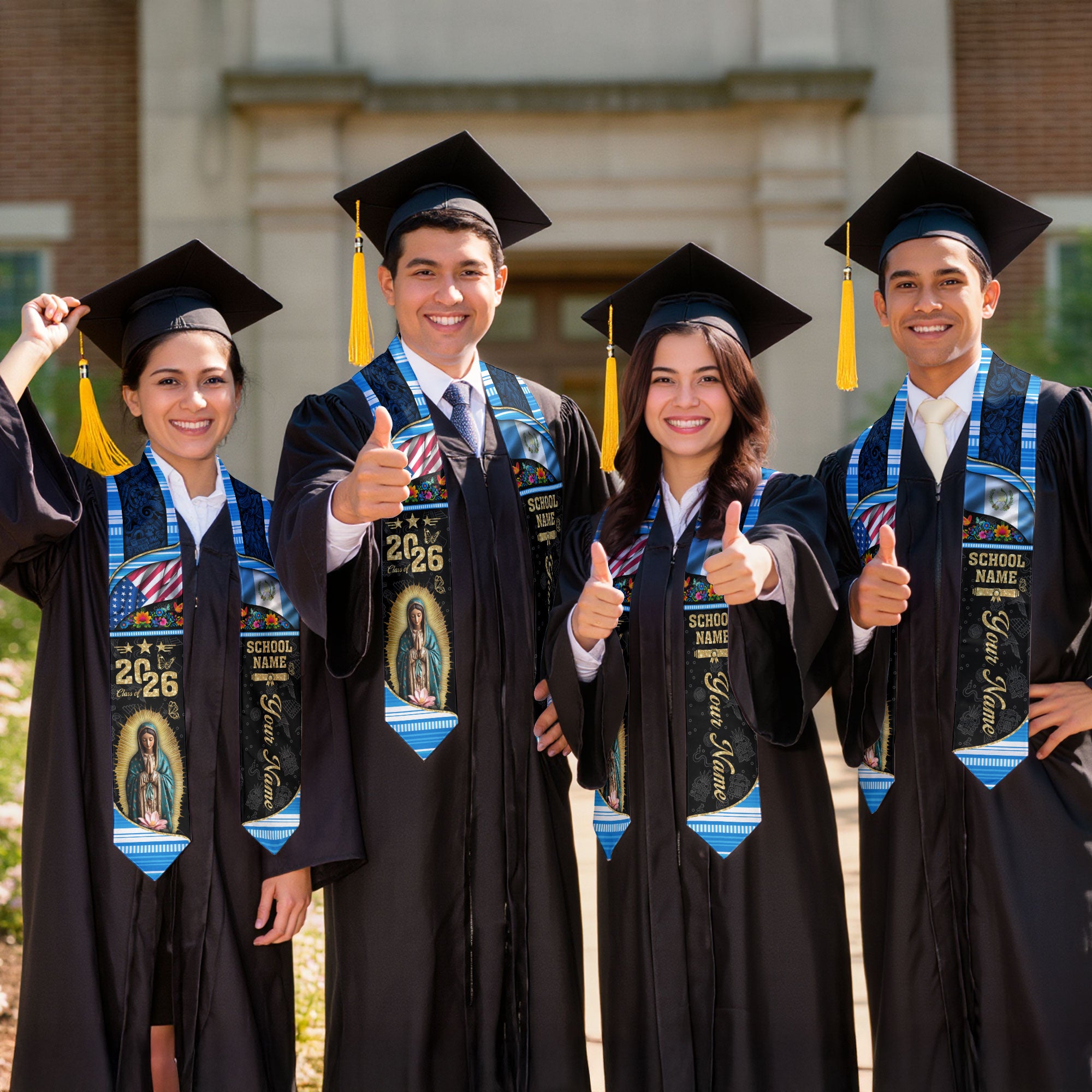 Customized Guatemala Graduation Stole with Heritage Flag Theme, Graduation Sash for Class of 2026