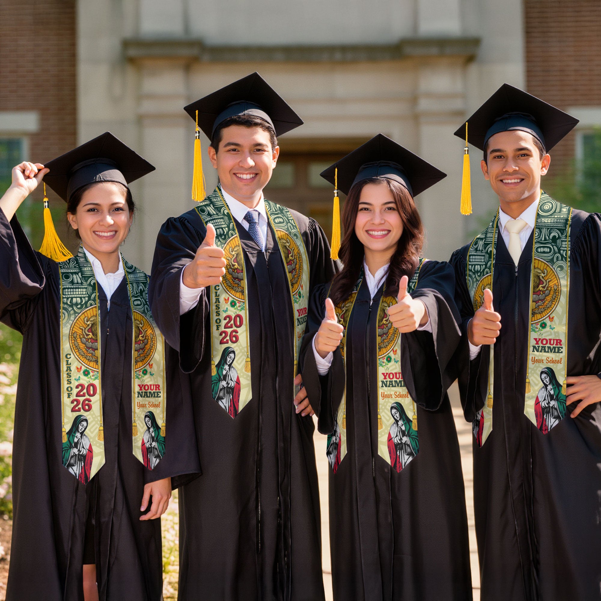 Mexican Flag Graduation Stole 2026, Mexico Sash Stole, Tailored Finish for 2026 Grads