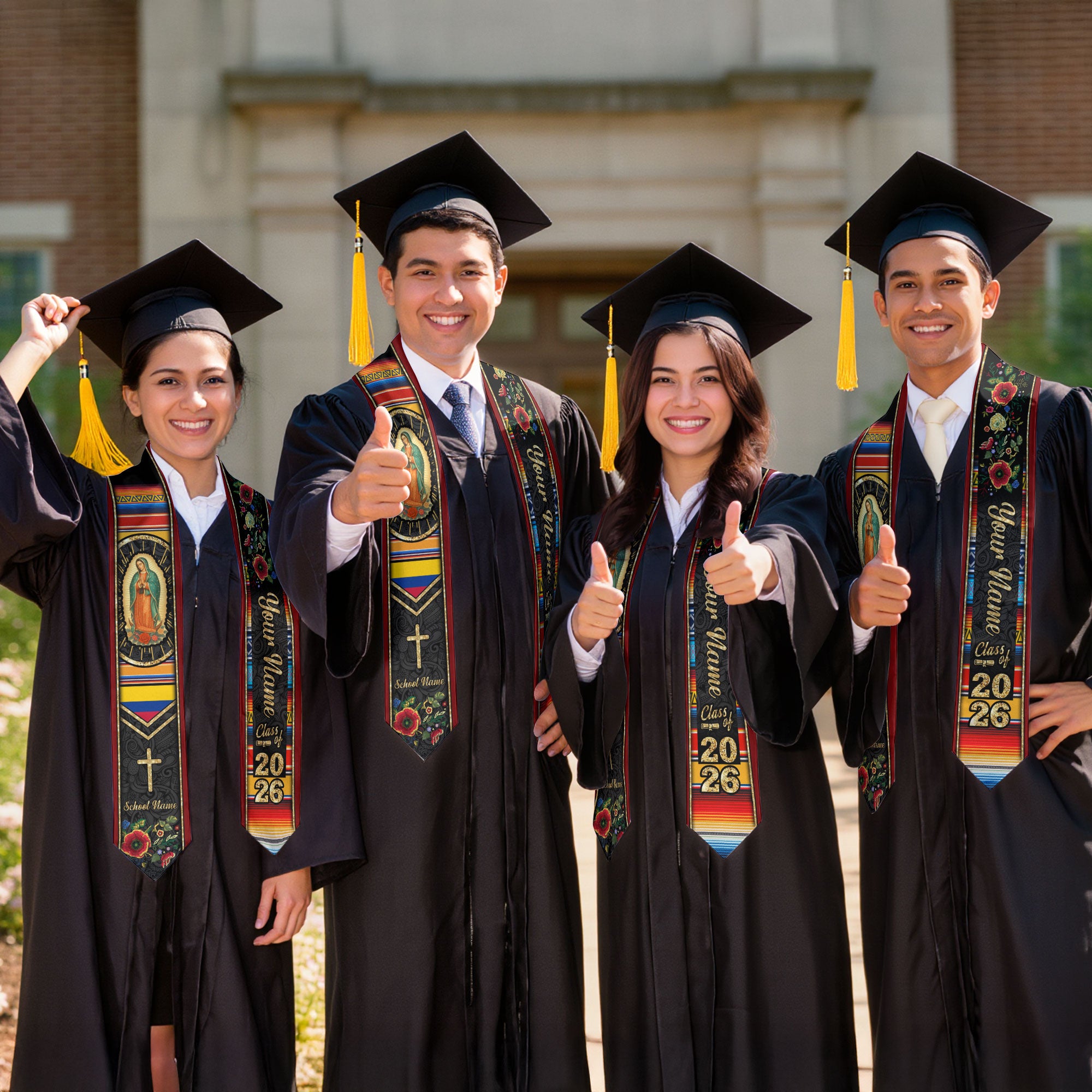 Customized Colombia Graduation Stole with Colombian Flag Inspired Design, Graduation Sash for Class of 2026