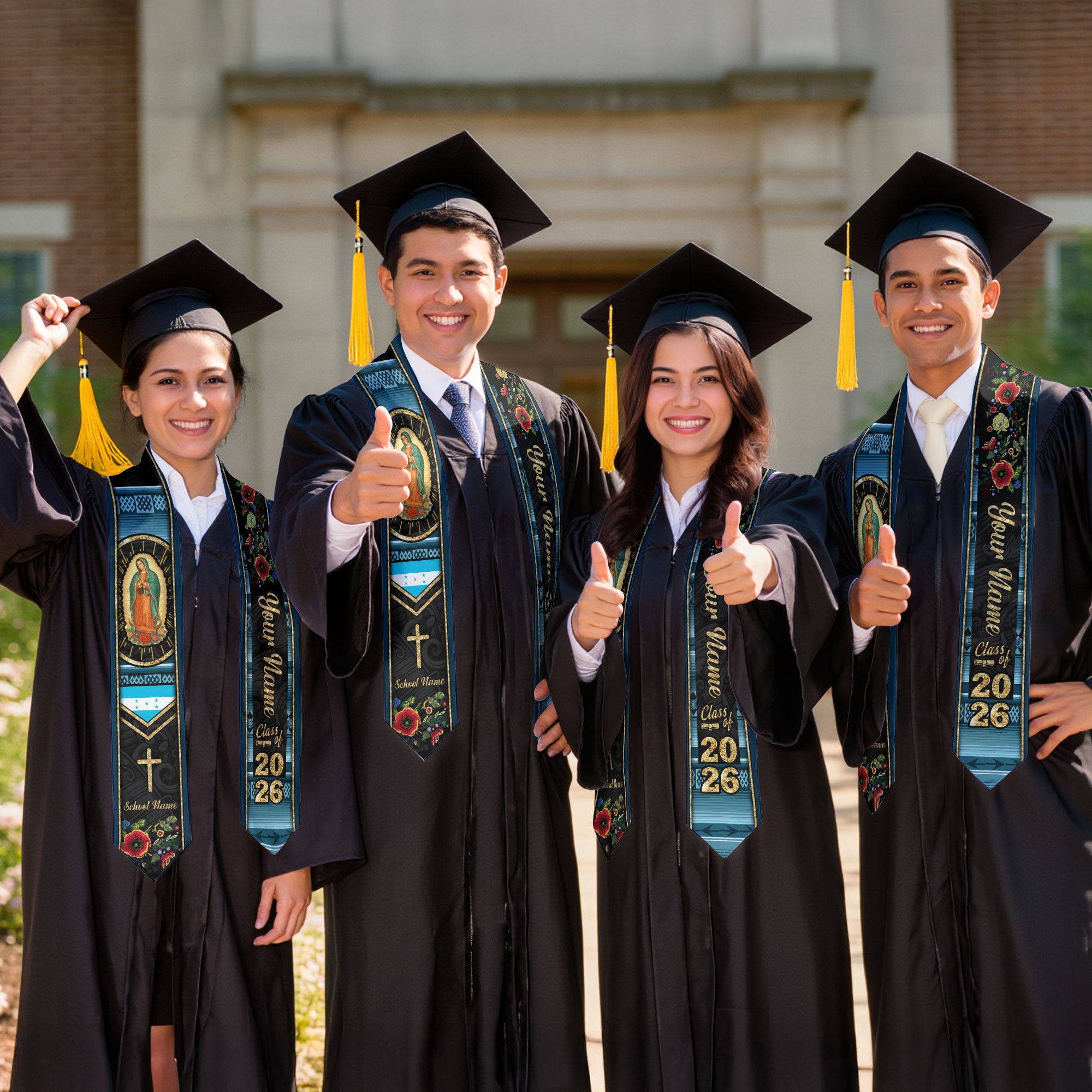 Customized Honduras Graduation Stole with Honduran Flag Inspired Style, Graduation Sash Class of 2026