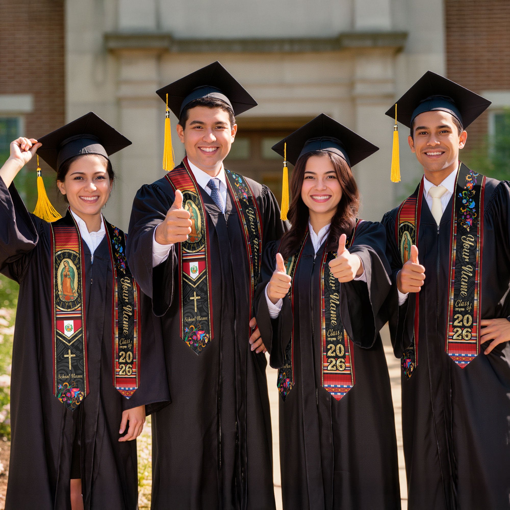 Customized Peru Graduation Stole Featuring Peruvian Flag Design, Graduation Sash for the Class of 2026