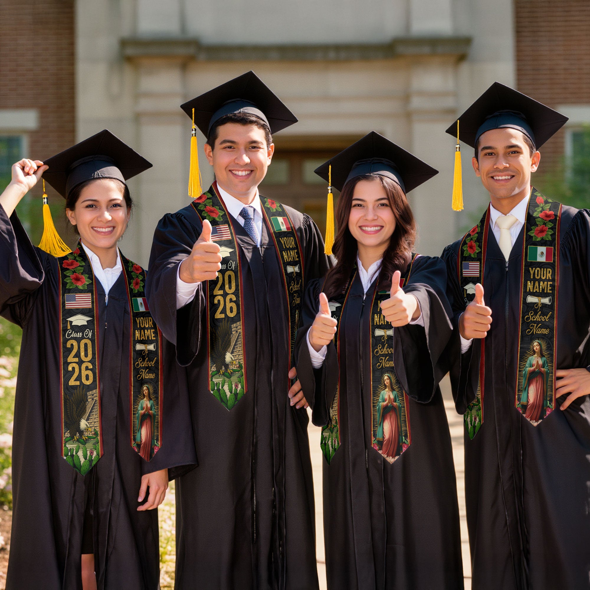 Mexican Graduation Stole 2026, Mexico Flag Sash, Personalized Accent Option for Ceremony