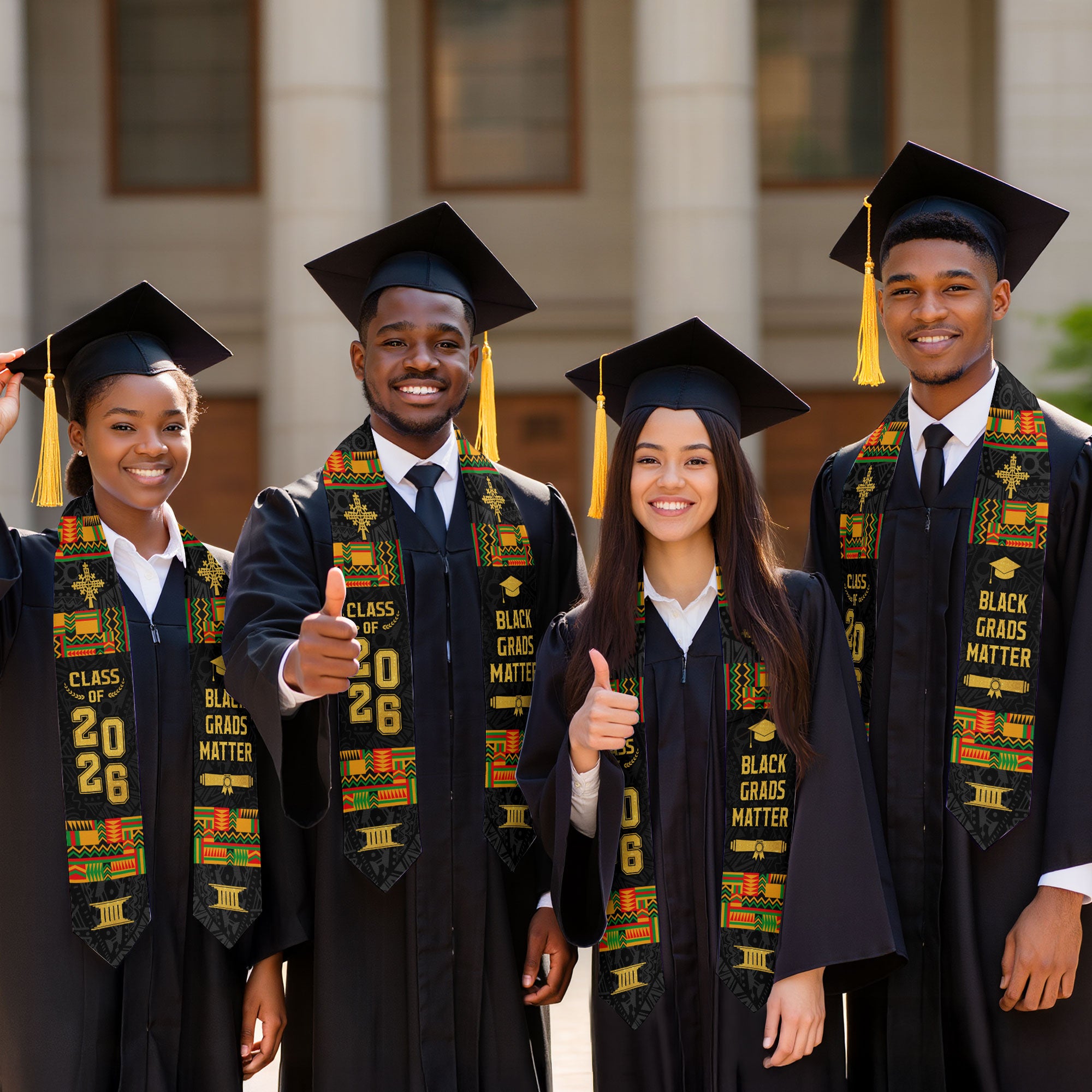 Africa Graduation Stole 2026, African Flag Graduation Sash, Tailored Detail for 2026 Grads