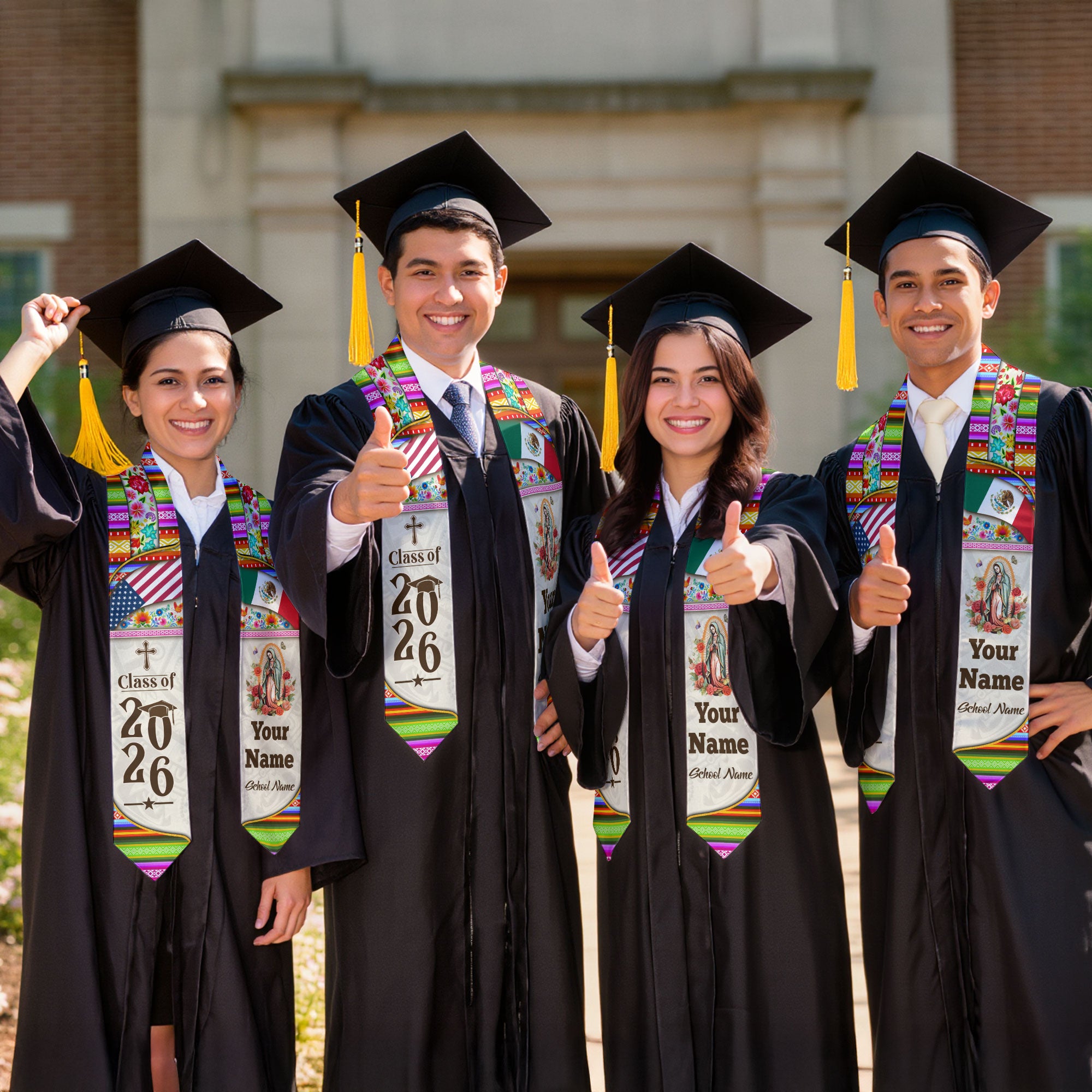 Mexico Graduation Sash 2026, Mexican Flag Stole, Mexican Stole, Custom Graduation Stole