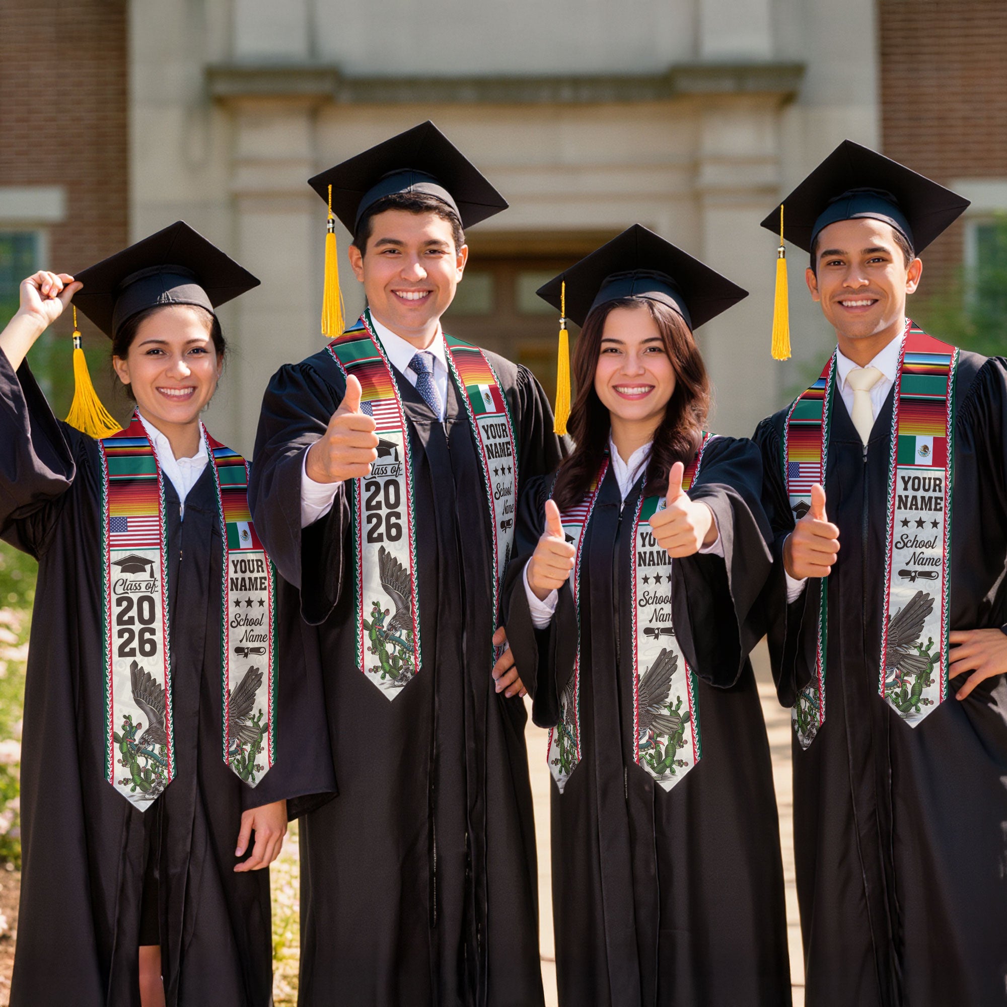 2026 Mexico Graduation Sash, Mexico Flag Stole for Graduation, Detail Option Available