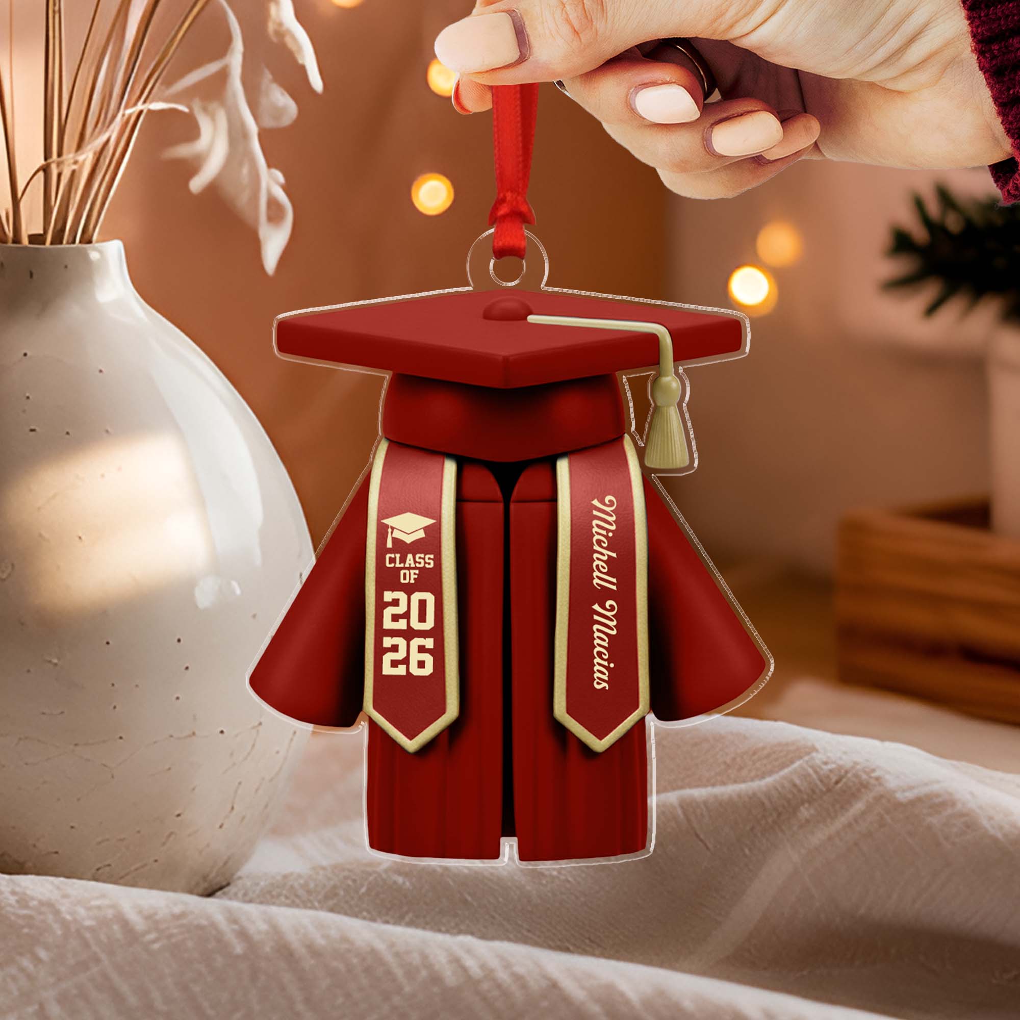 Personalized Class Of 2026 Custom Name Graduation Cap Gown Ornament