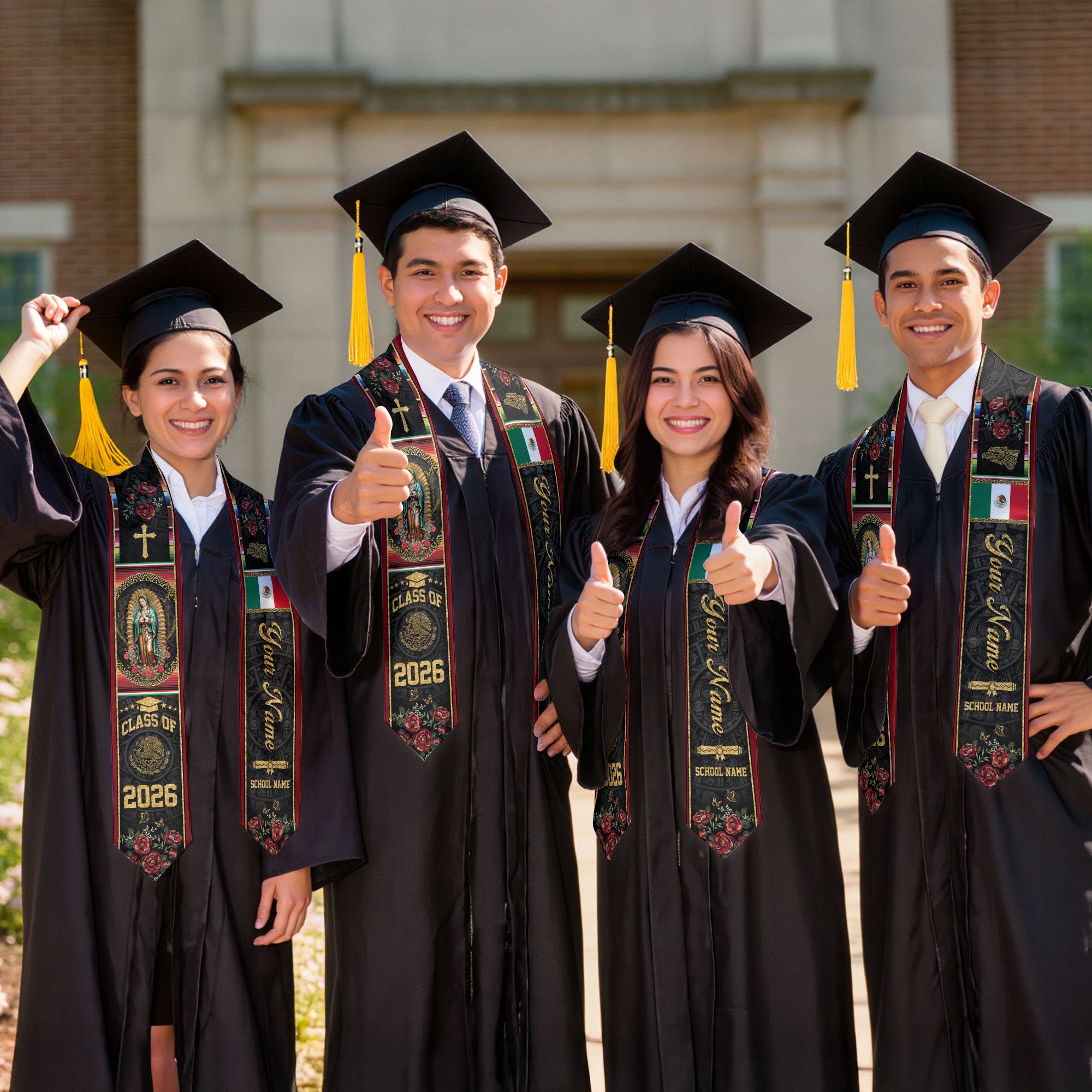 2026 Mexico Graduation Stole, Mexican Flag Graduation Sash, Personal Name Detail Available