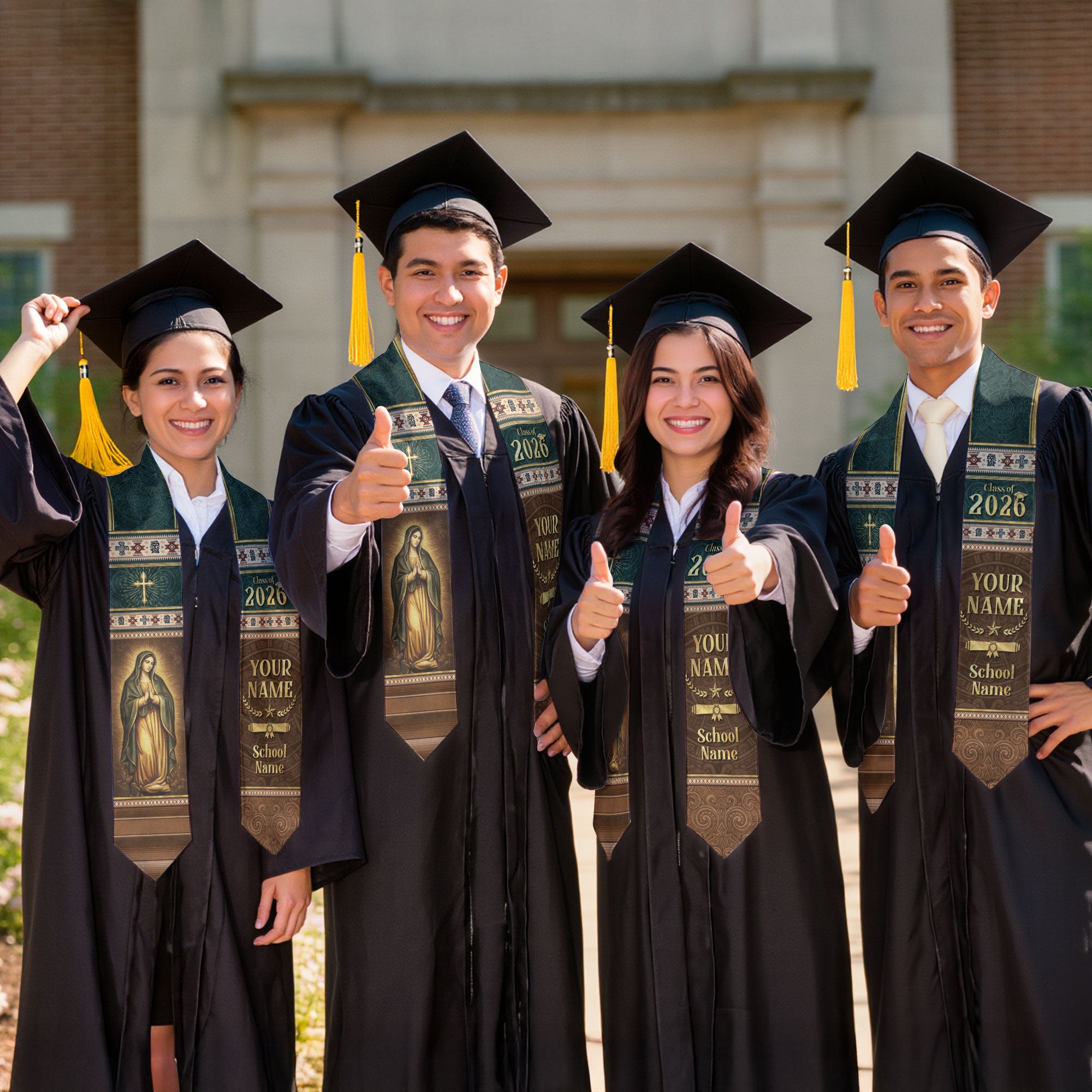 Mexican Graduation Stole 2026, Mexico Flag Sash for Grads, Add Your Details at Checkout