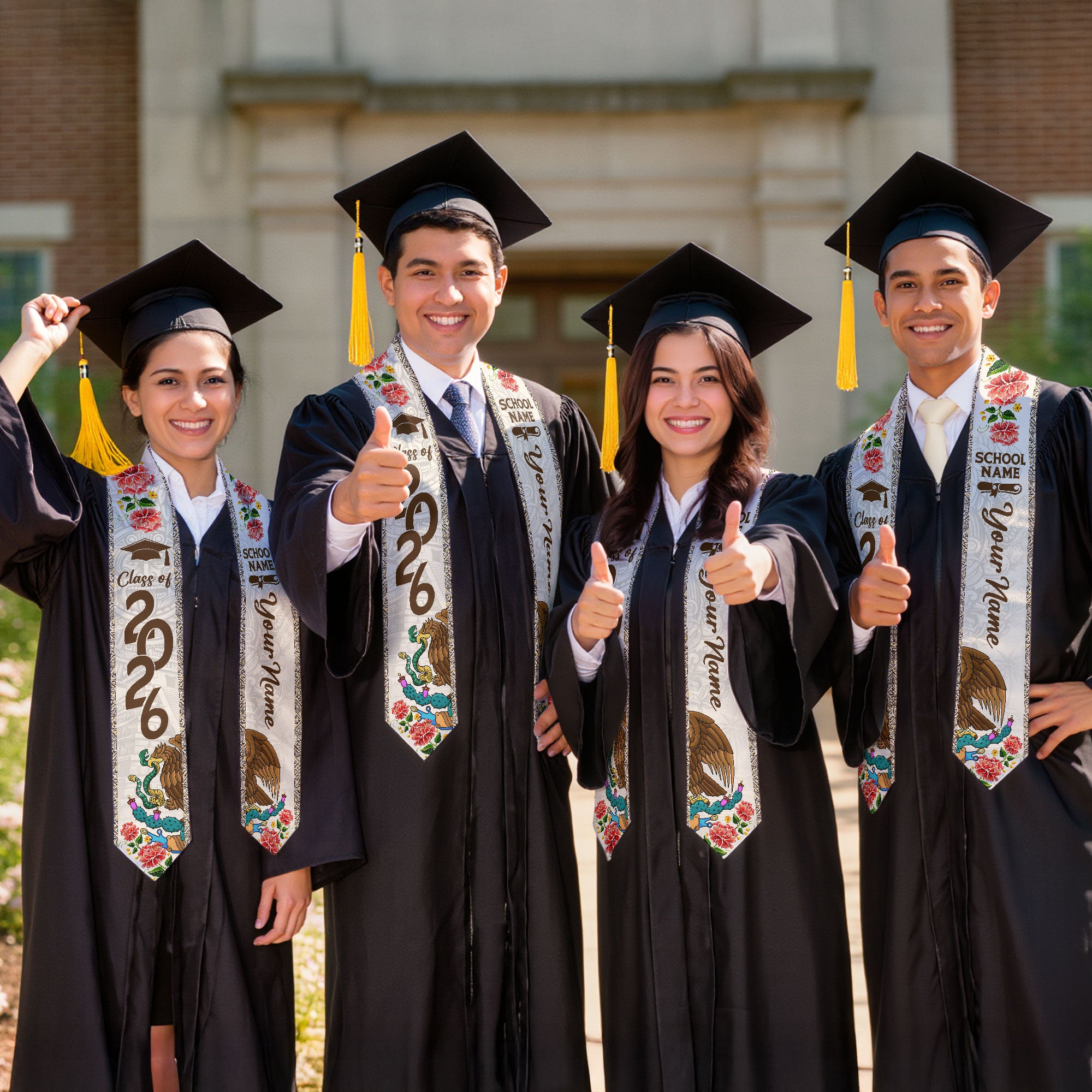 Customized Mexico Graduation Stole 2026, Mexican Flag Graduation Sash, Academic Style for Class of 2026