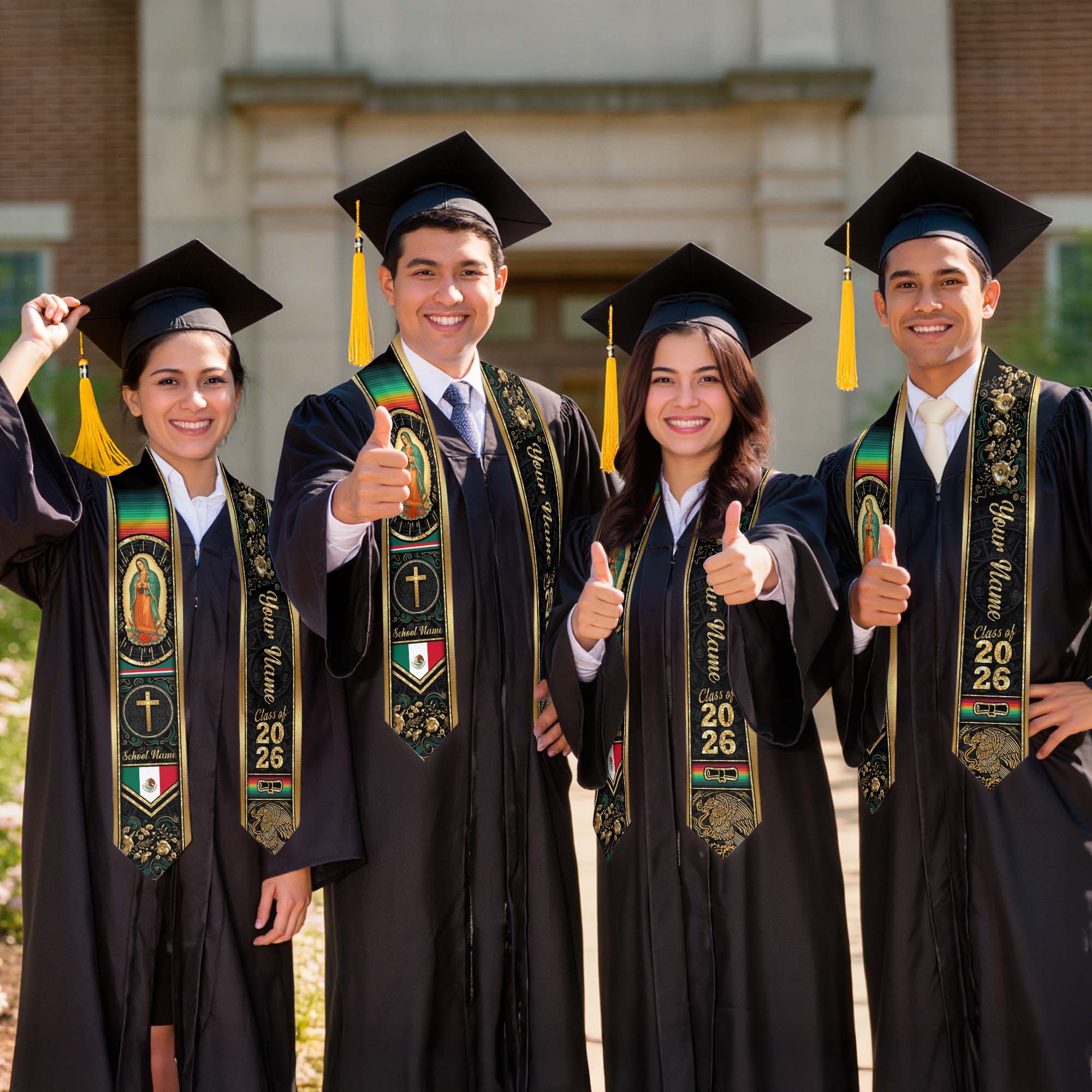 Customized Mexico Graduation Stole with National Flag Detail, Graduation Sash 2026, Class of 2026