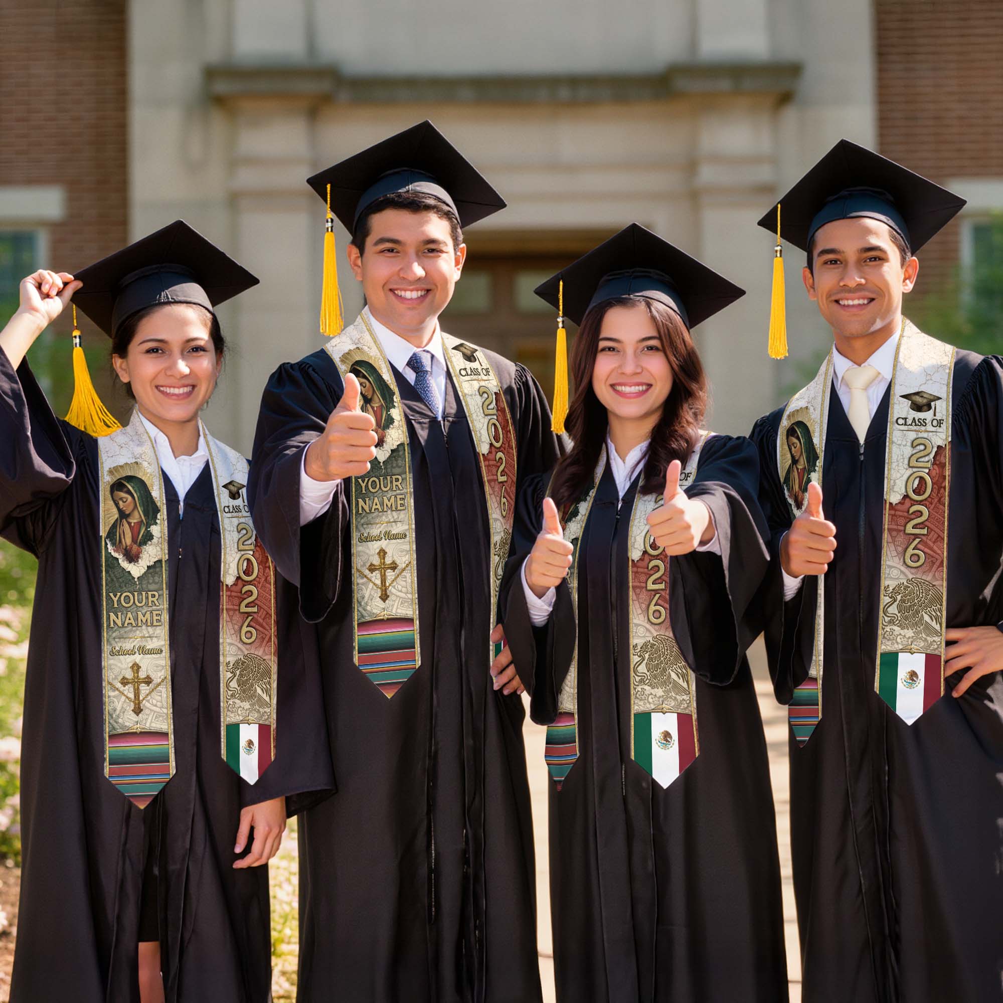Customized Graduation Stole for Mexico Celebrations, Mexican Flag Sash 2026, Class of 2026