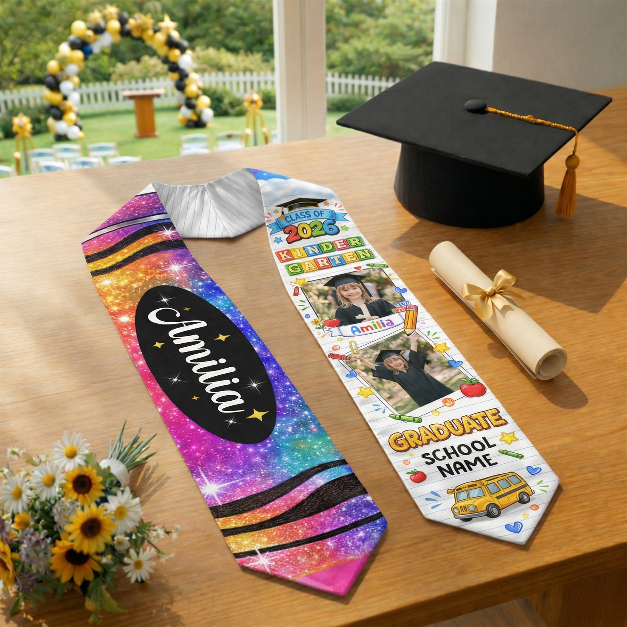 Custom Photo Graduation Stole for Kids - Personalized Class of 2026 Sash