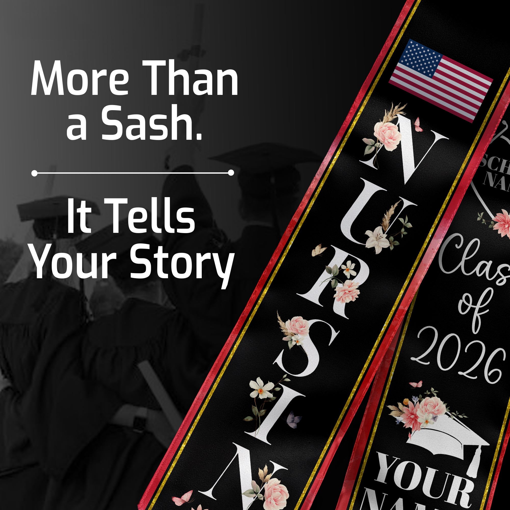 Customized Nursing Graduation Stole for RN Students, Professional Nurse Sash 2026