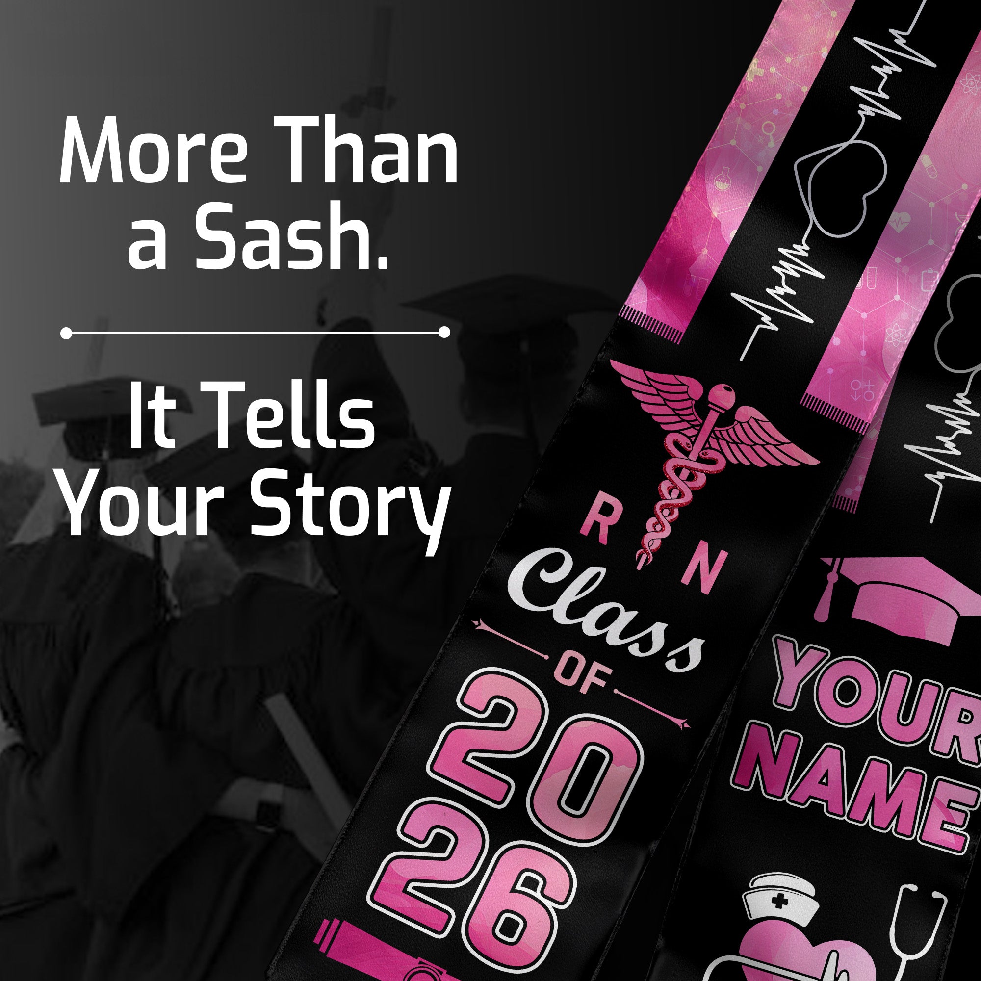 Customized RN Nursing Graduation Stole, BSN Nurse Ceremony Sash for Class of 2026