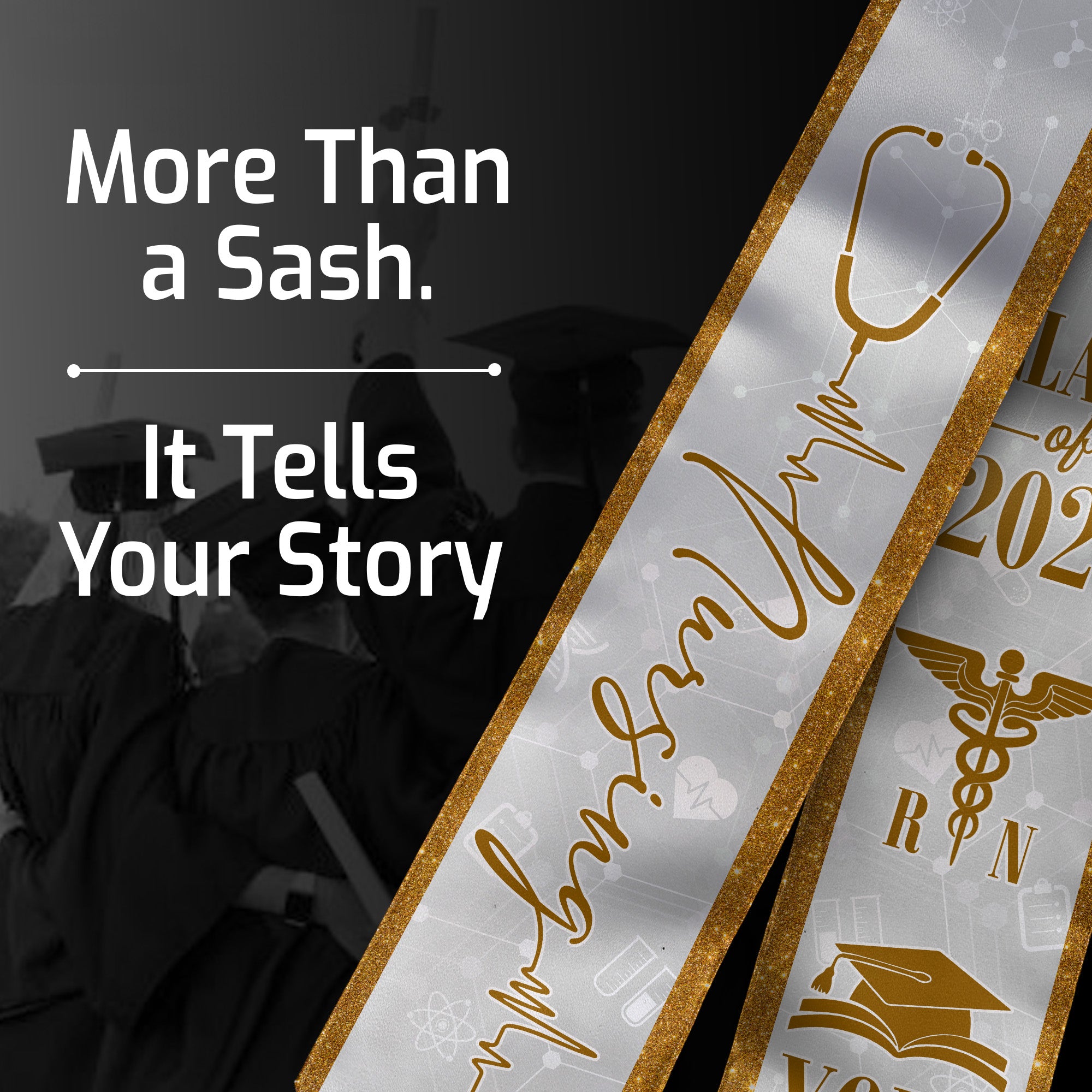 Customized Nursing School Graduation Stole for RN and BSN Students, Sash 2026