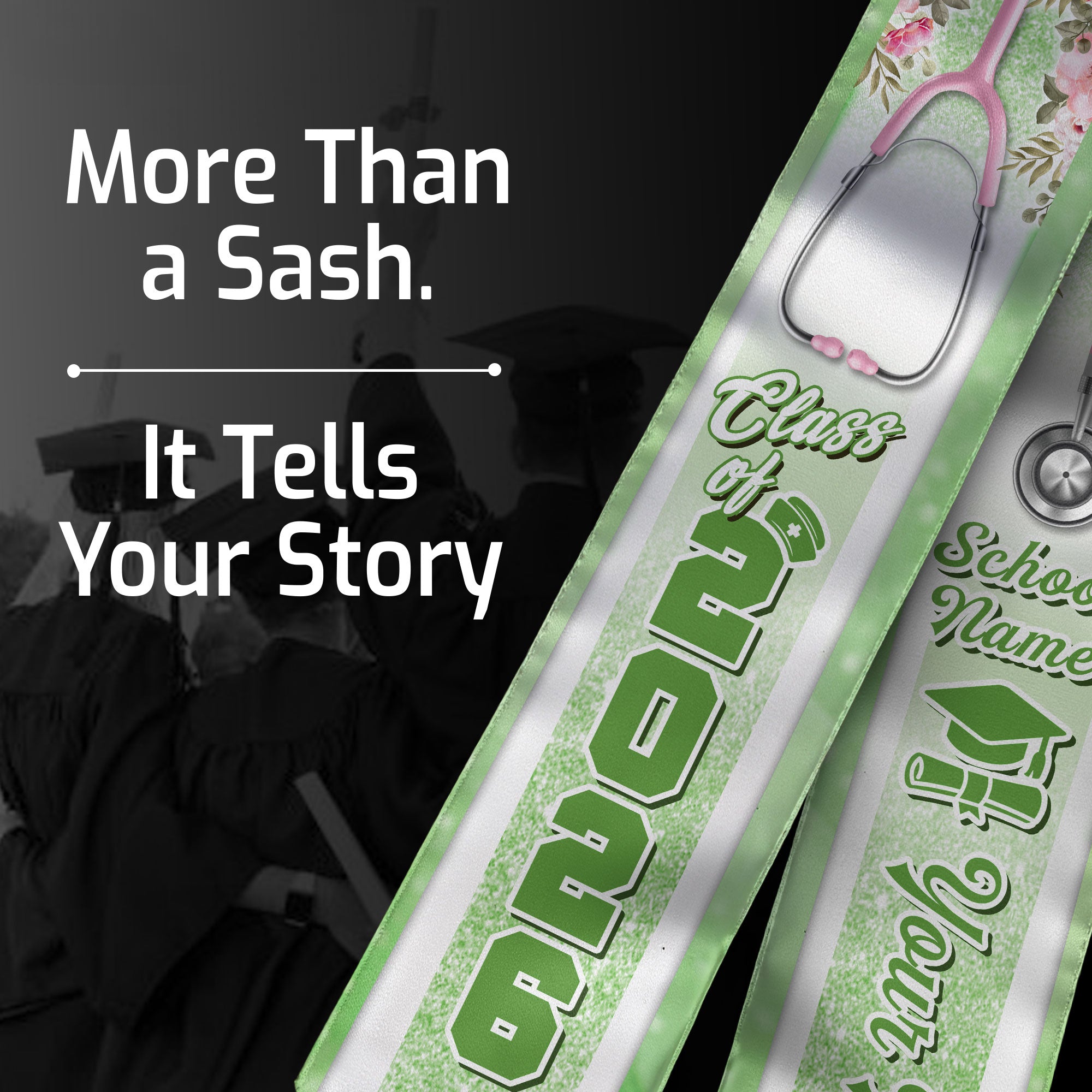 Customized RN and BSN Nursing Graduation Stole, Elegant Nurse Sash for Class of 2026