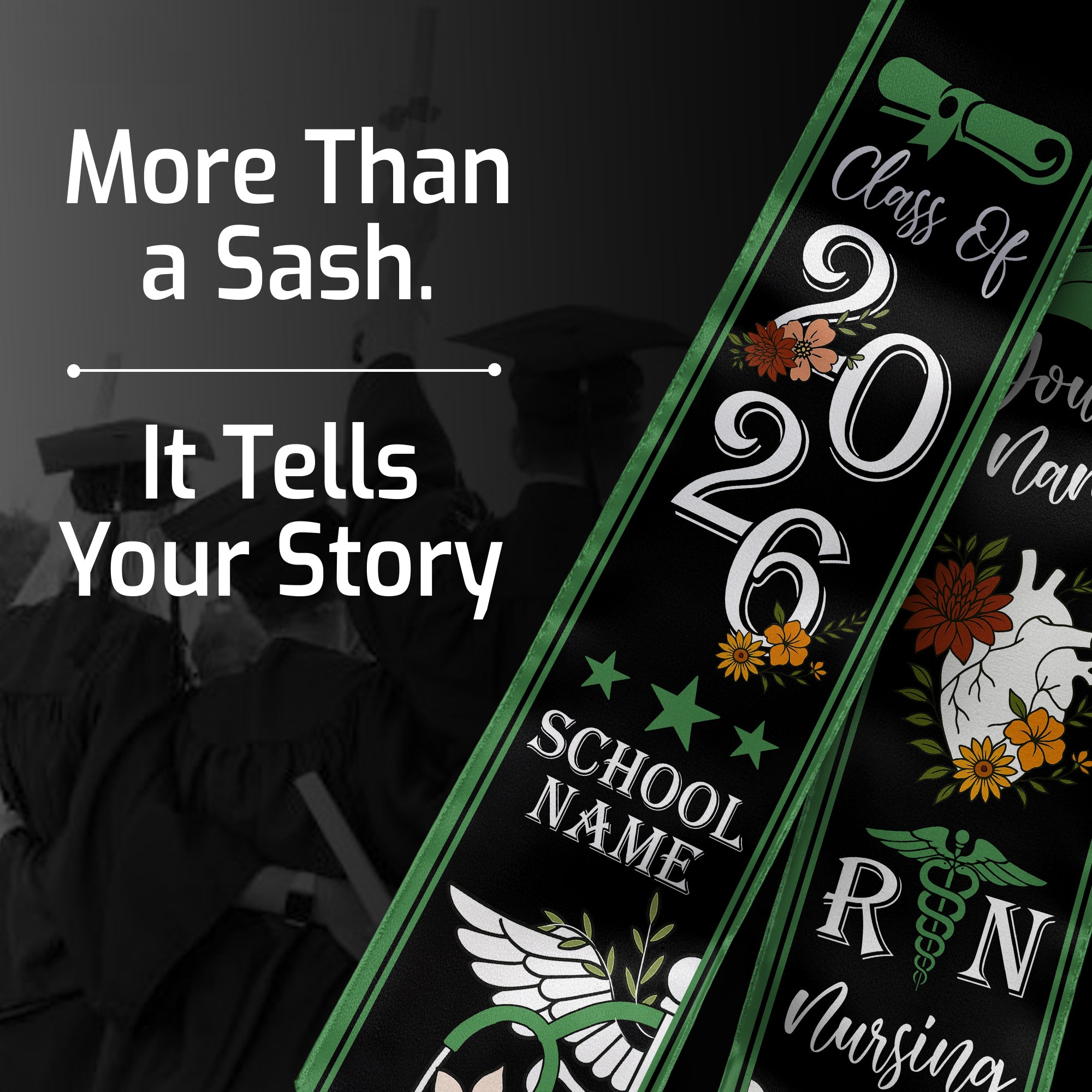 RN Nurse Graduation Sash 2026, Custom Nursing Stole, BSN Stole for Class of 2026