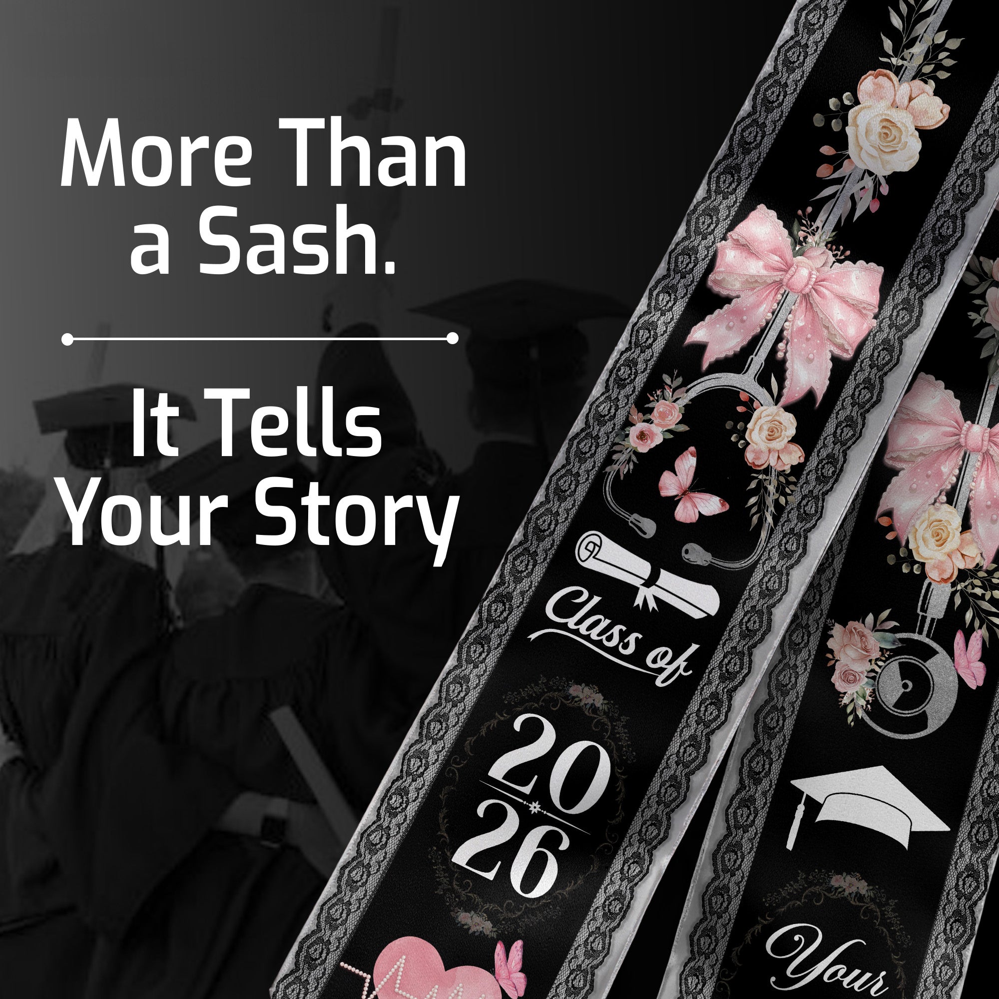 Customized RN Graduation Stole for Nurses, Professional Nursing Ceremony Sash Celebrating Class of 2026