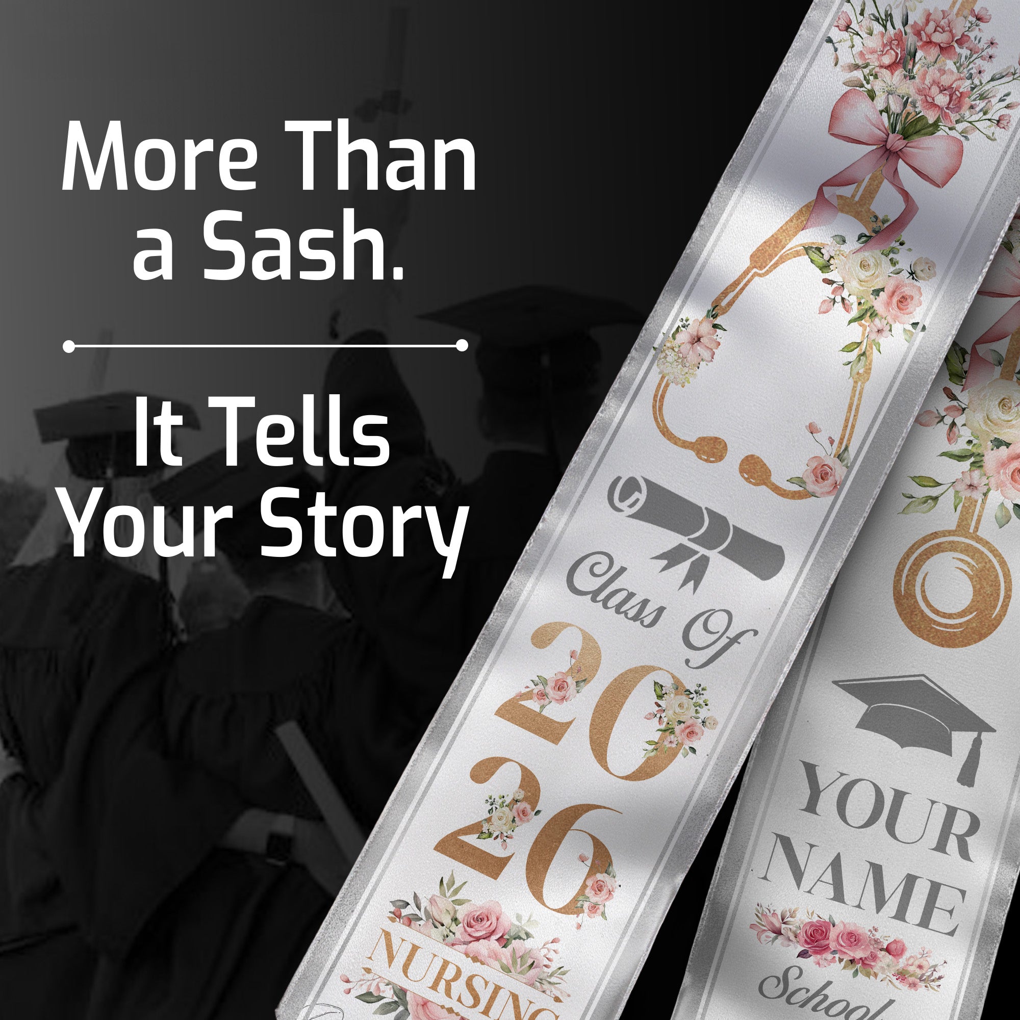 Customized Graduation Stole for Registered Nurses, Nursing School Ceremony Sash Class of 2026