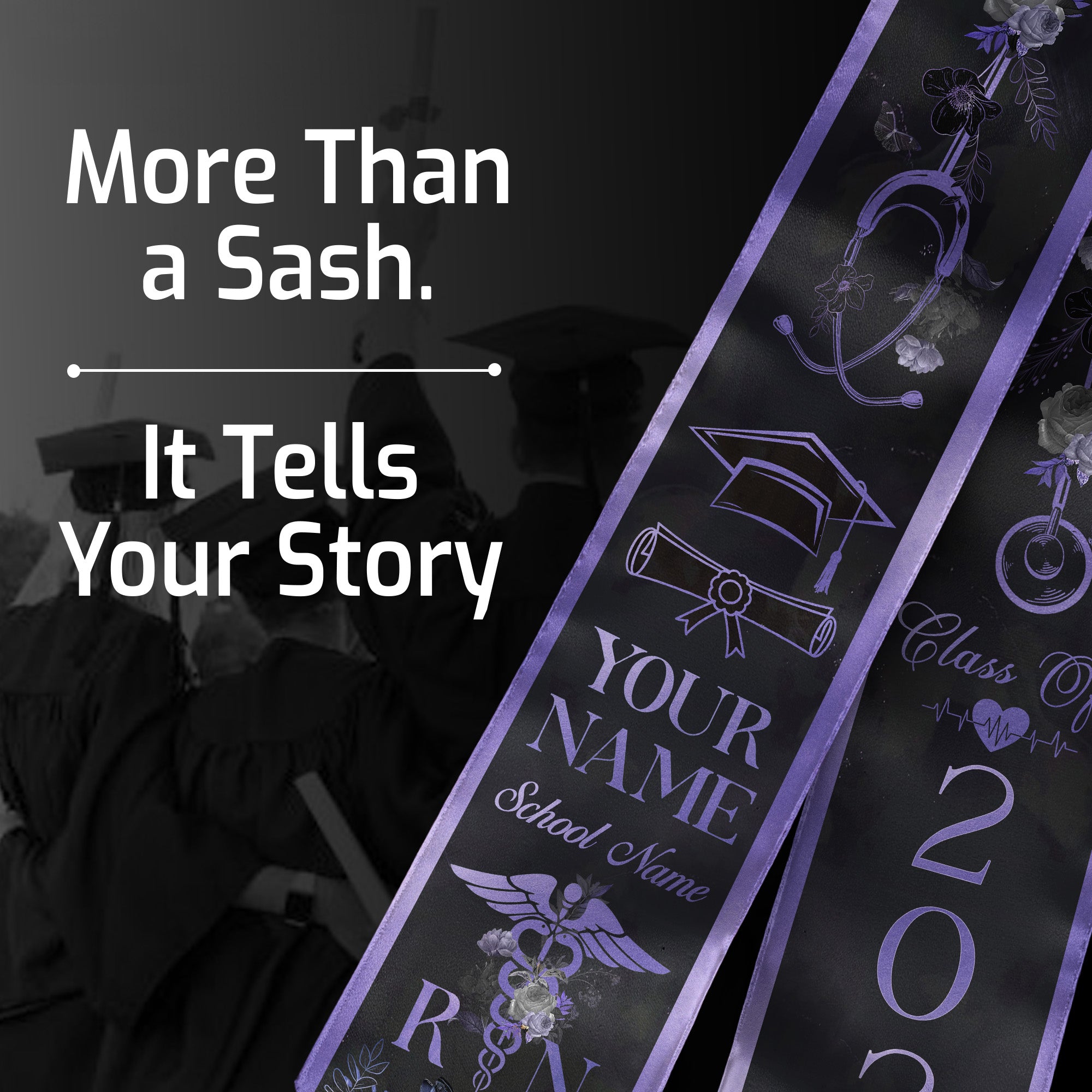 Customized RN Nursing Graduation Stole Featuring Professional Design, Nurse Sash for Class of 2026