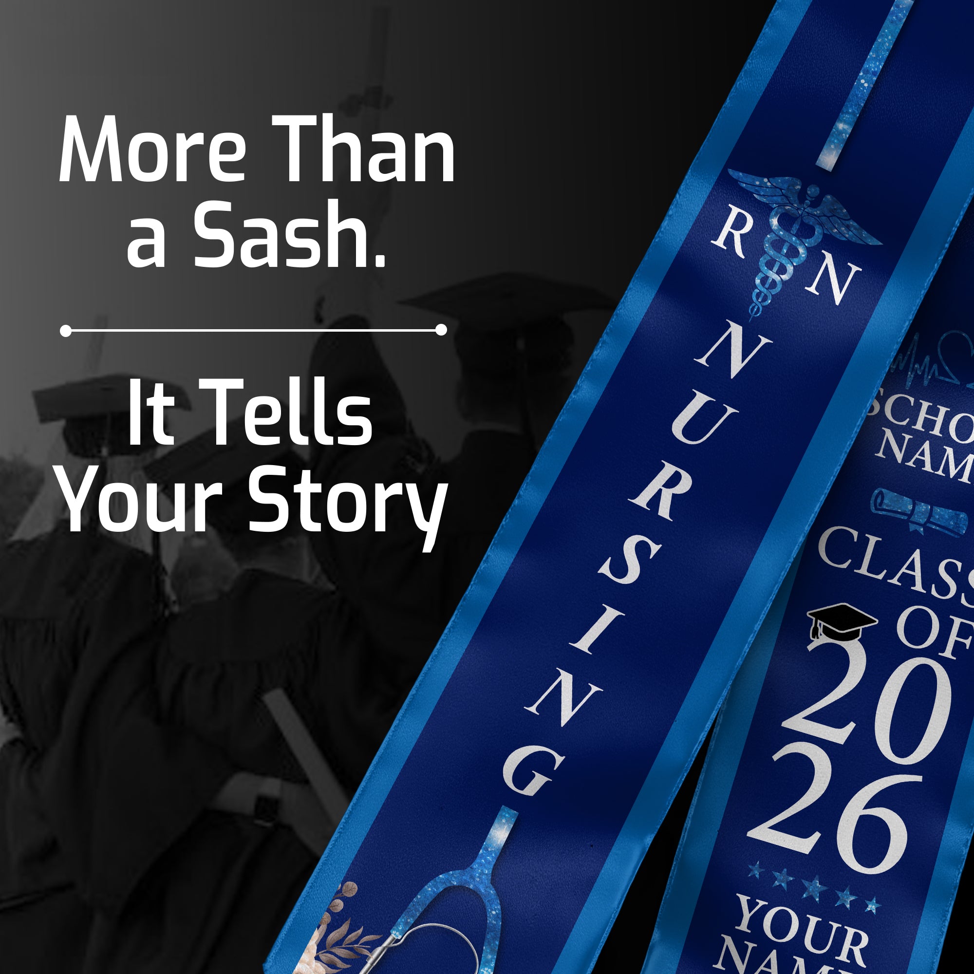 Customized Graduation Stole for Nursing Students, RN BSN Nurse Ceremony Sash for Class of 2026